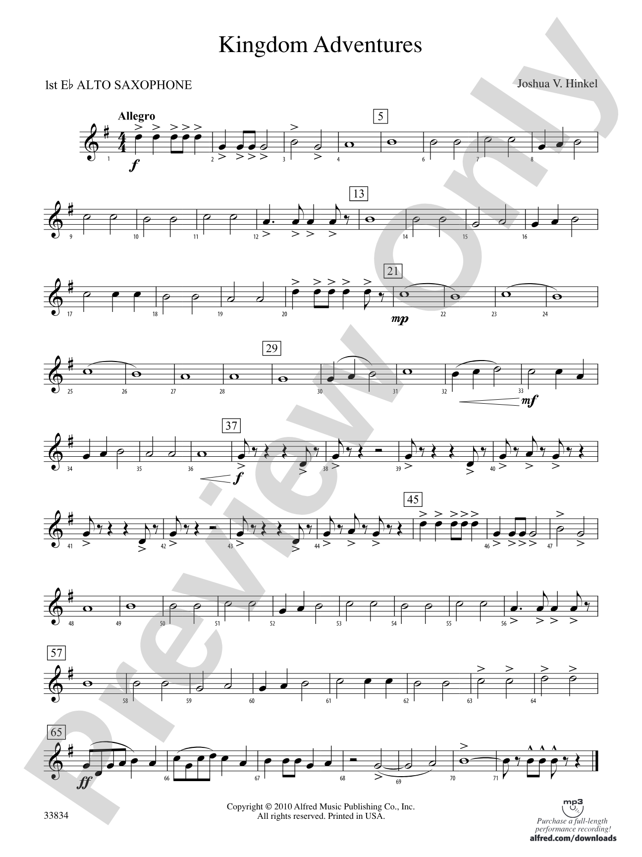 Kingdom Adventures: E-flat Alto Saxophone