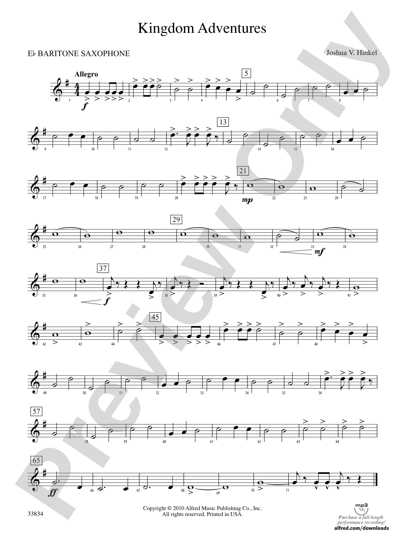 Kingdom Adventures: E-flat Baritone Saxophone