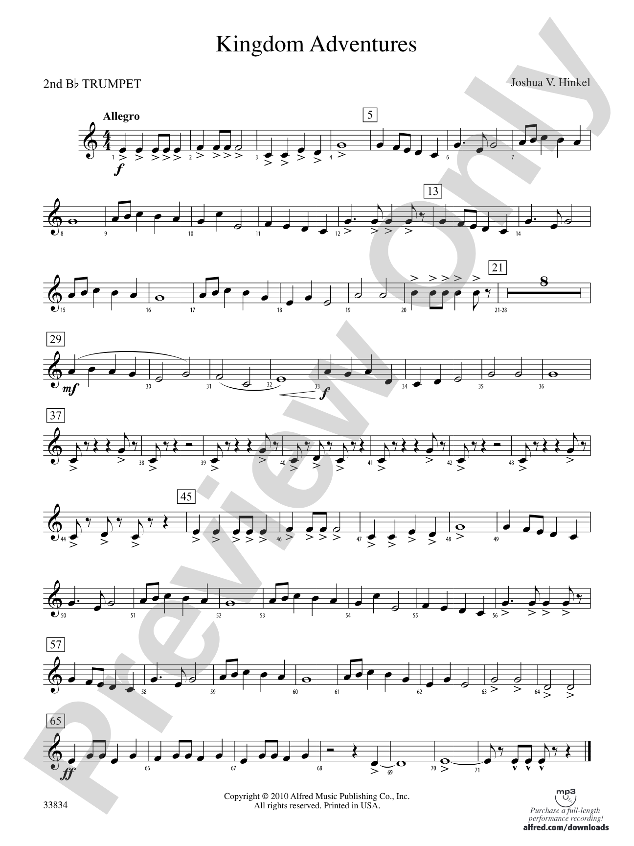 Kingdom Adventures: 2nd B-flat Trumpet