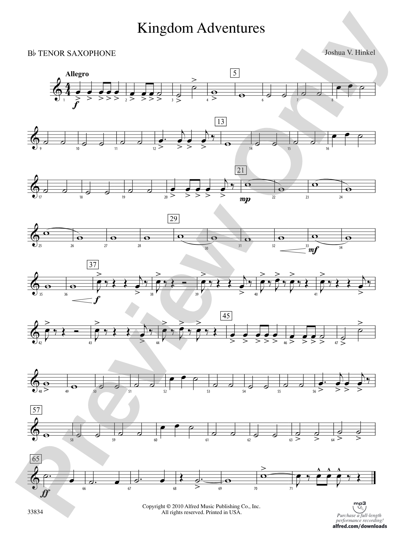 Kingdom Adventures: B-flat Tenor Saxophone