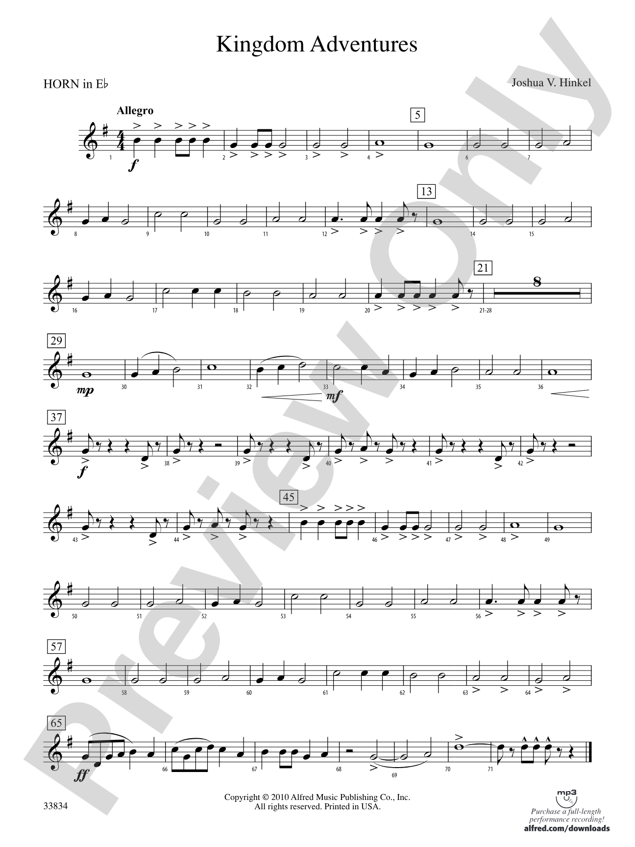 Kingdom Adventures: (wp) 1st Horn in E-flat