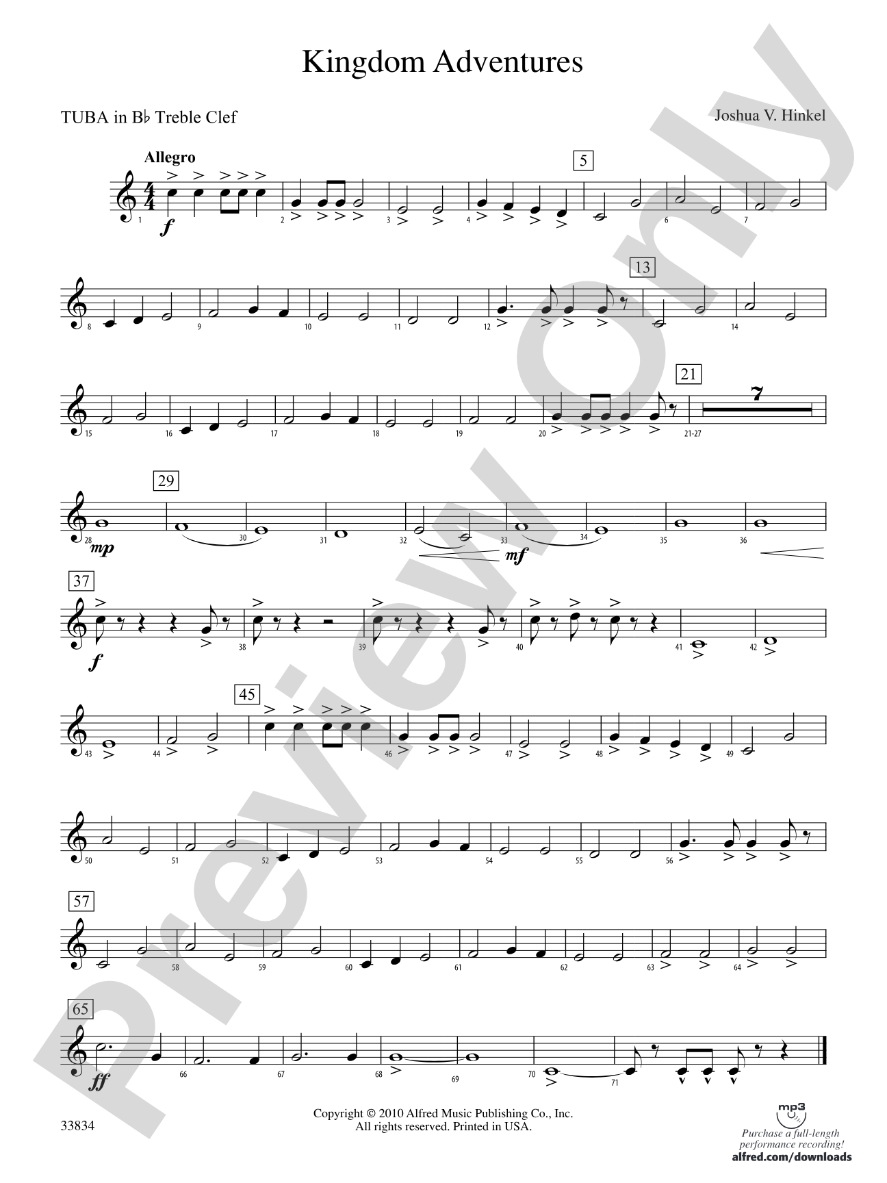 Kingdom Adventures: (wp) B-flat Tuba T.C.