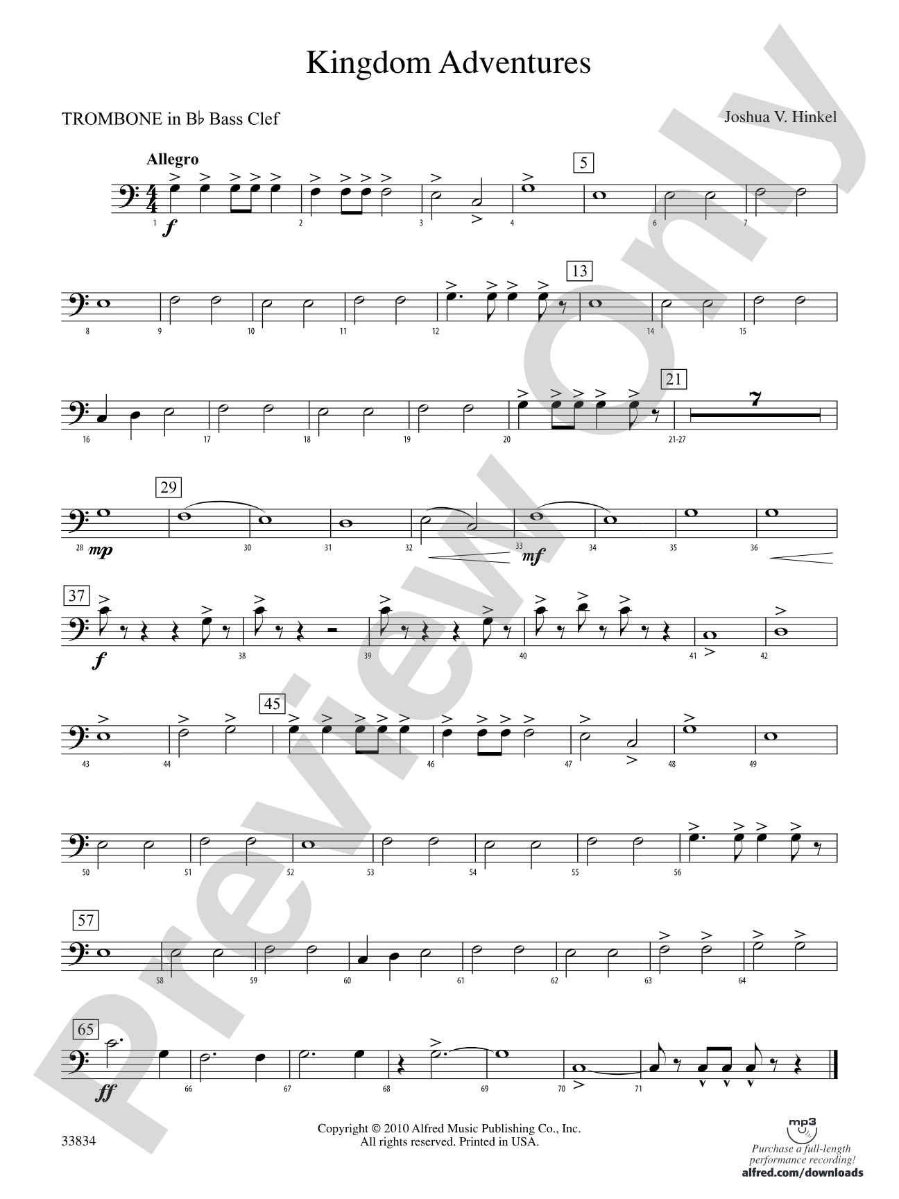 Kingdom Adventures: (wp) 1st B-flat Trombone B.C.