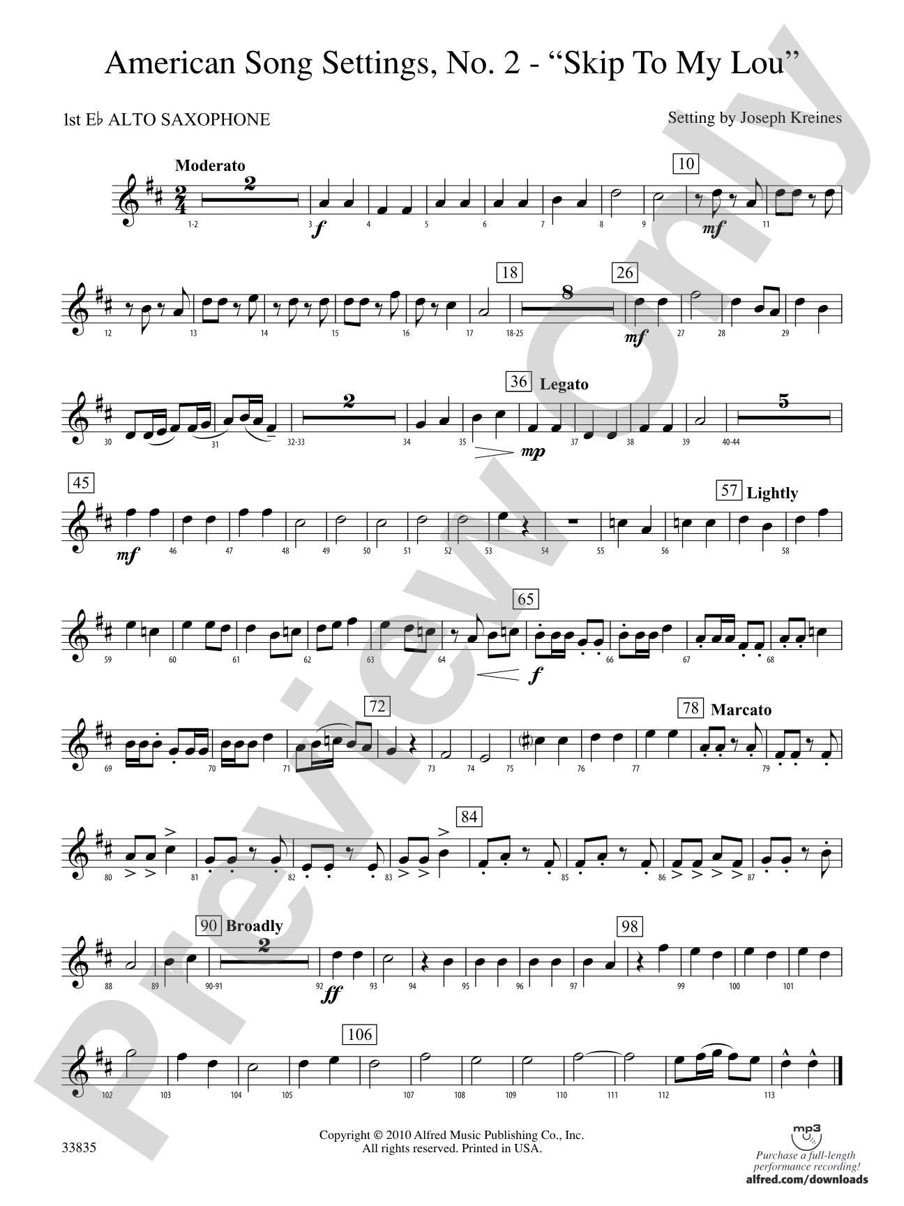 American Song Settings, No. 2: E-flat Alto Saxophone