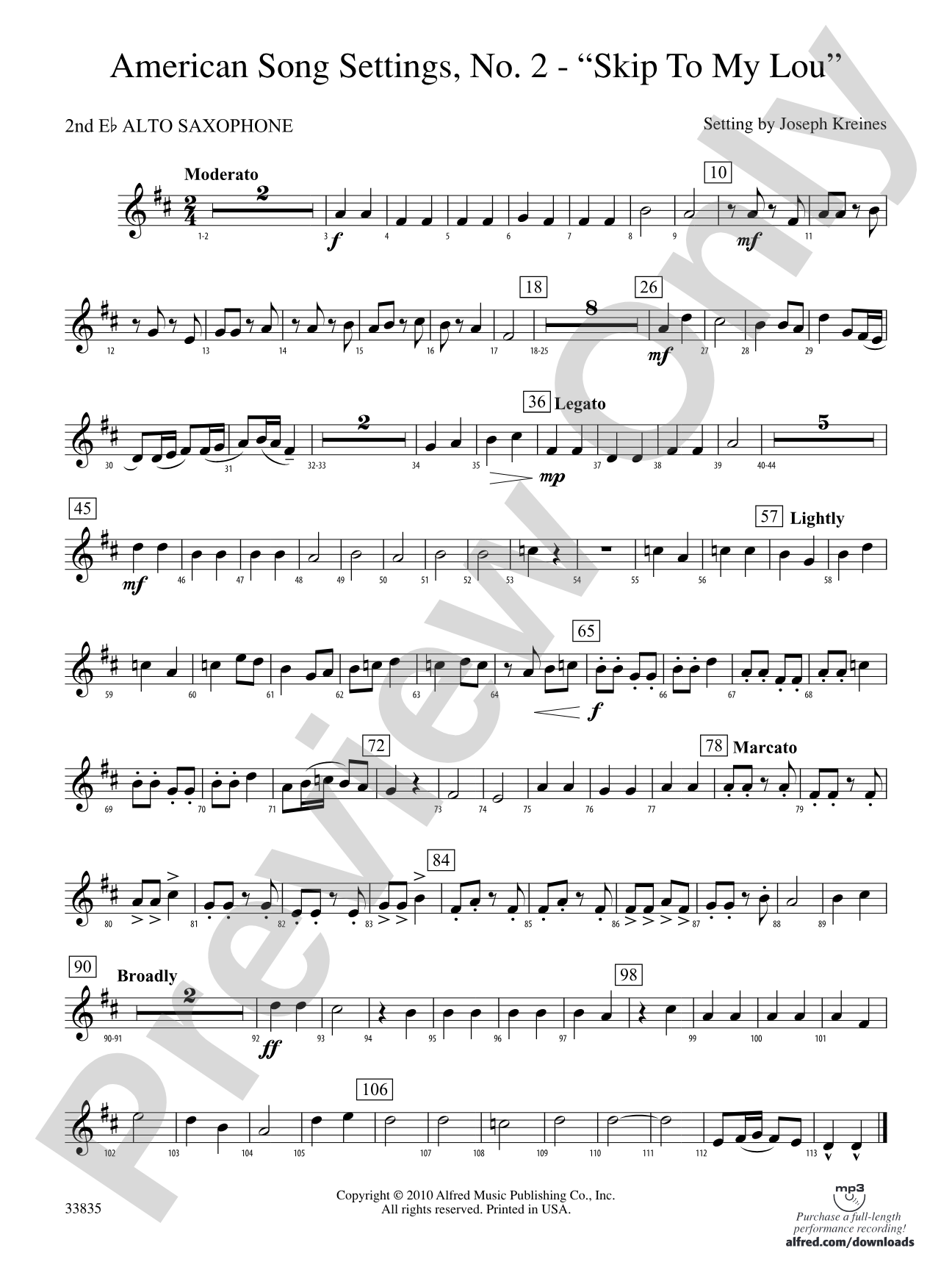 American Song Settings, No. 2: 2nd E-flat Alto Saxophone