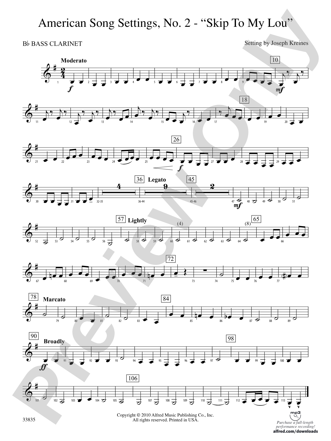 American Song Settings, No. 2: B-flat Bass Clarinet