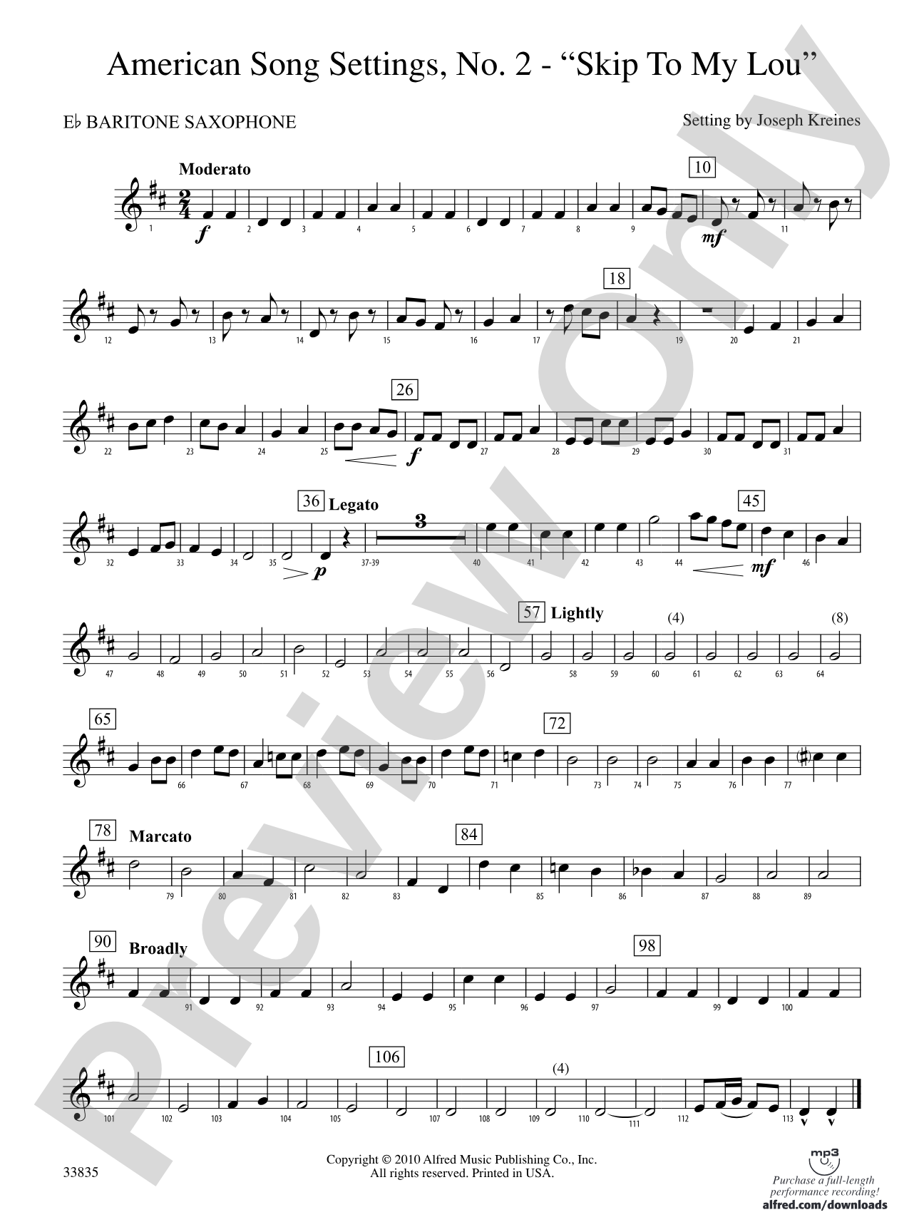 American Song Settings, No. 2: E-flat Baritone Saxophone