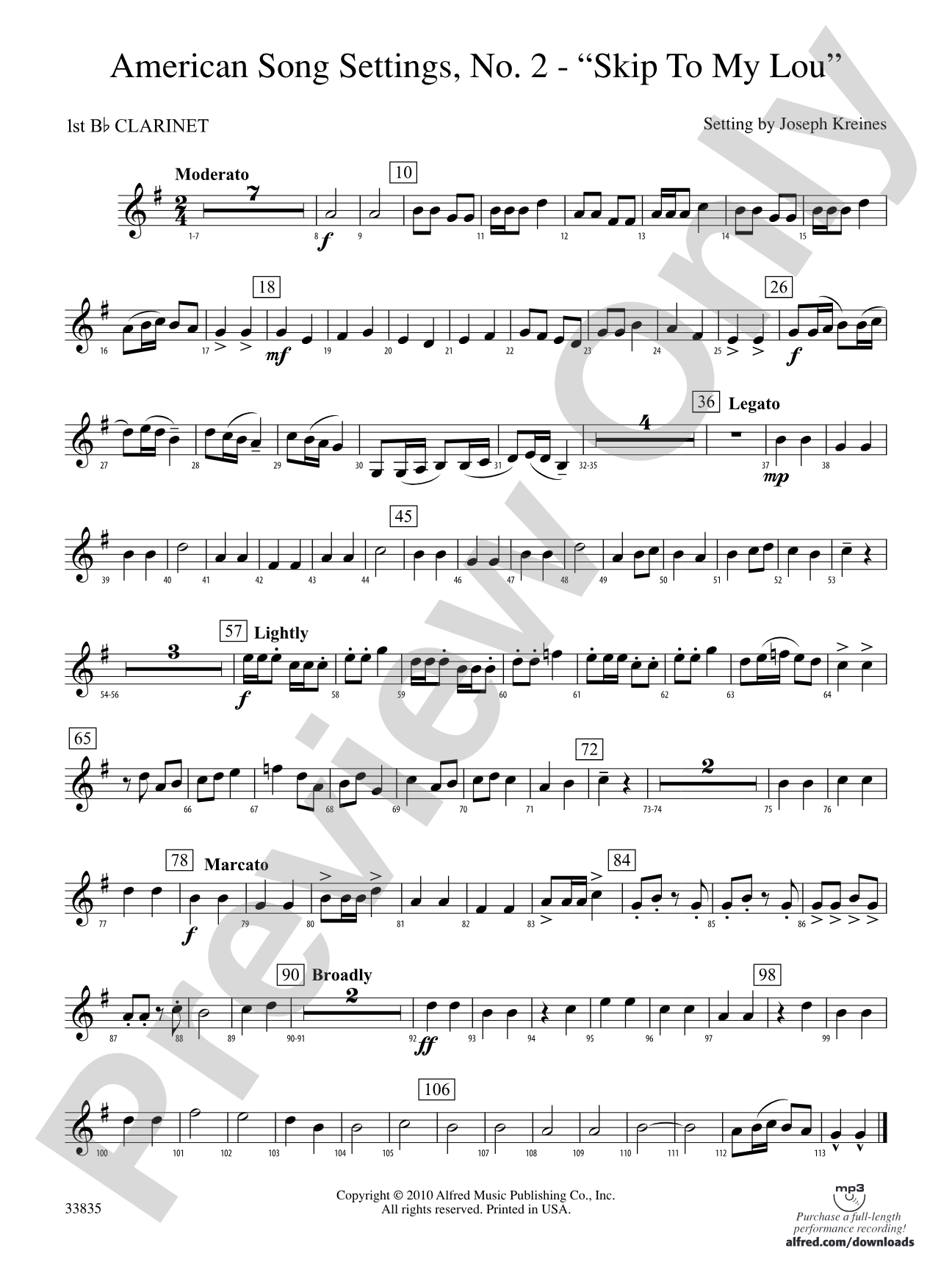 American Song Settings, No. 2: 1st B-flat Clarinet