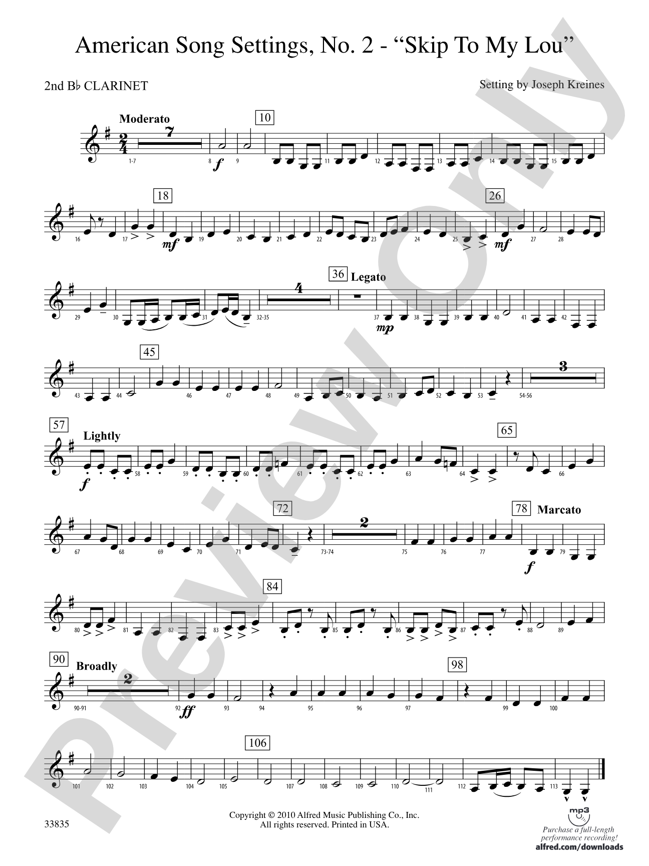 American Song Settings, No. 2: 2nd B-flat Clarinet