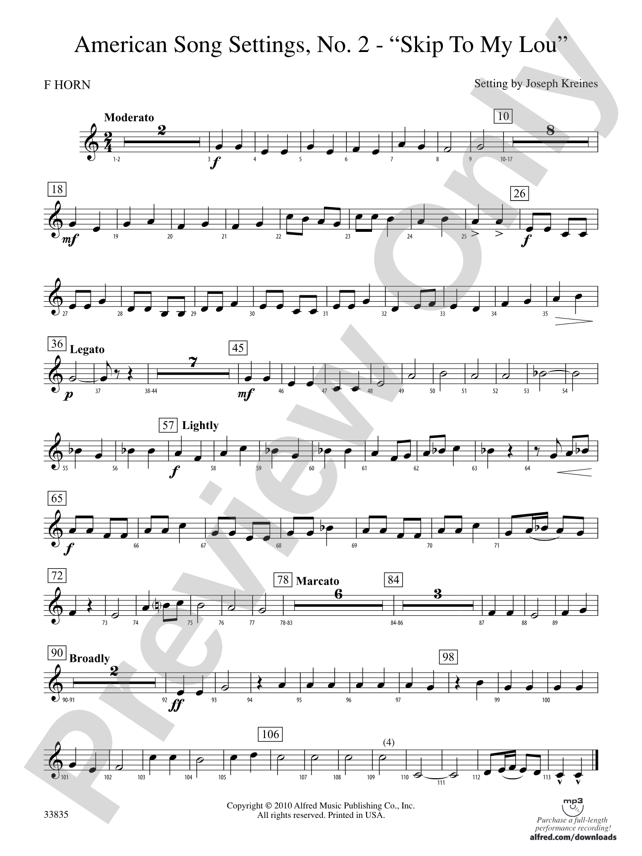 American Song Settings, No. 2: 1st F Horn