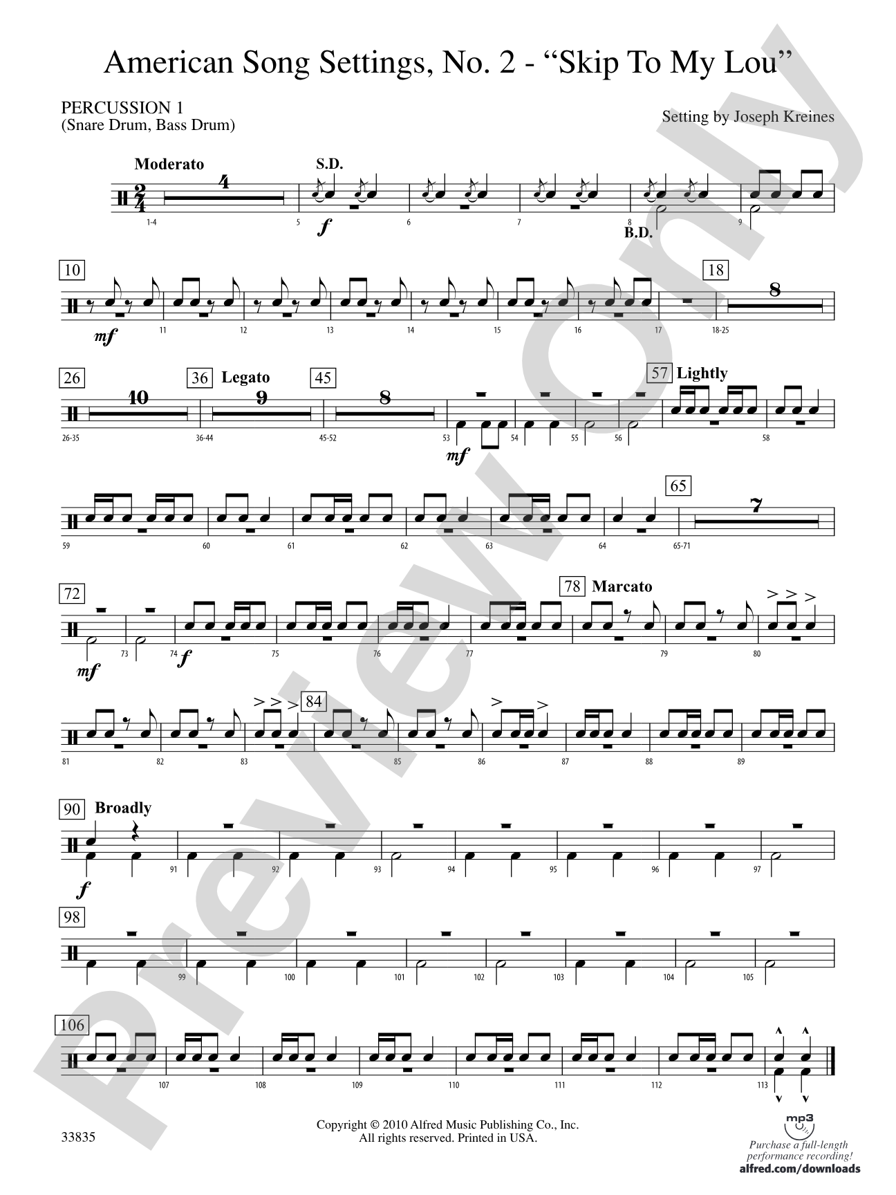American Song Settings, No. 2: 1st Percussion