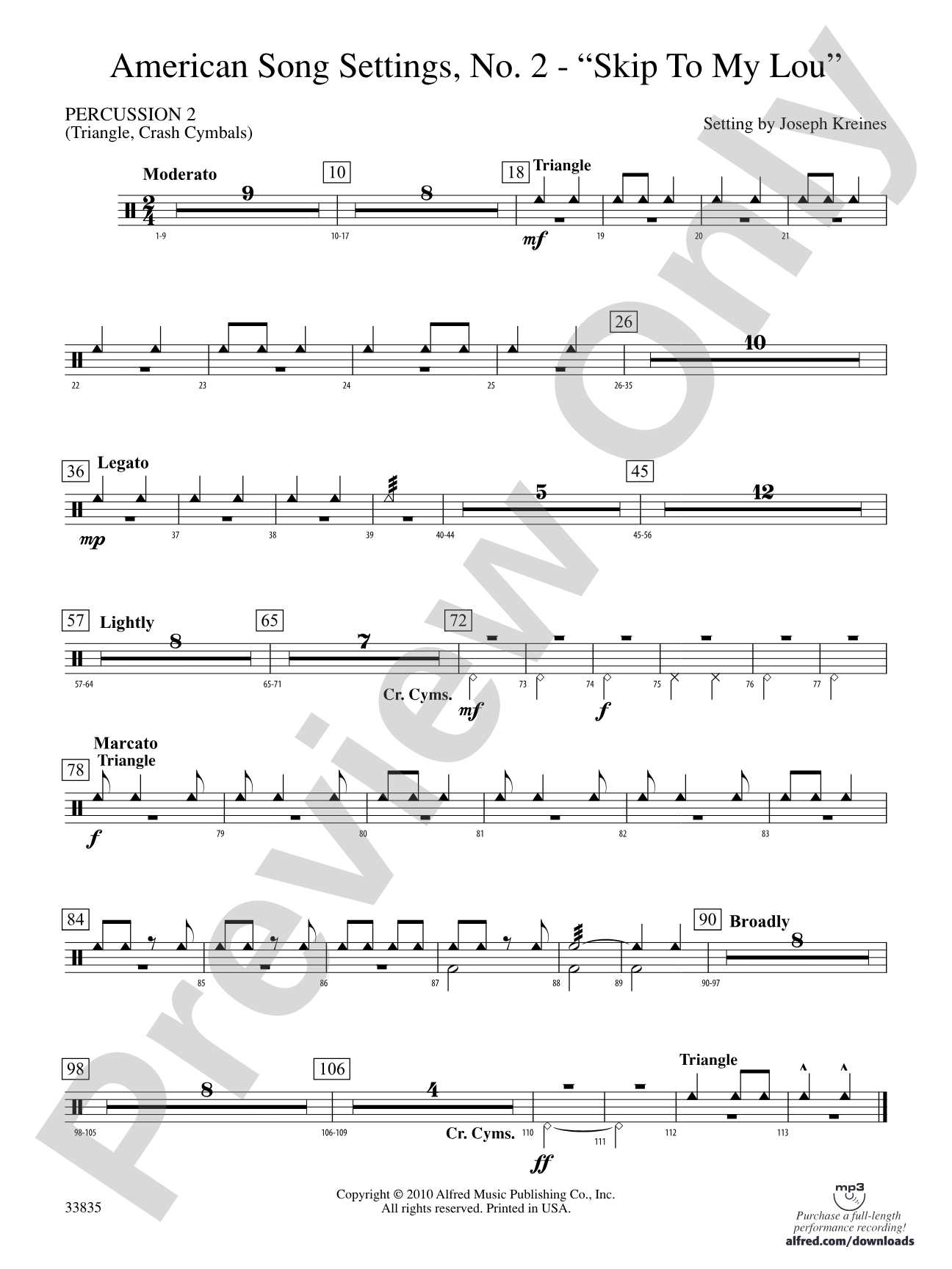 American Song Settings, No. 2: 2nd Percussion