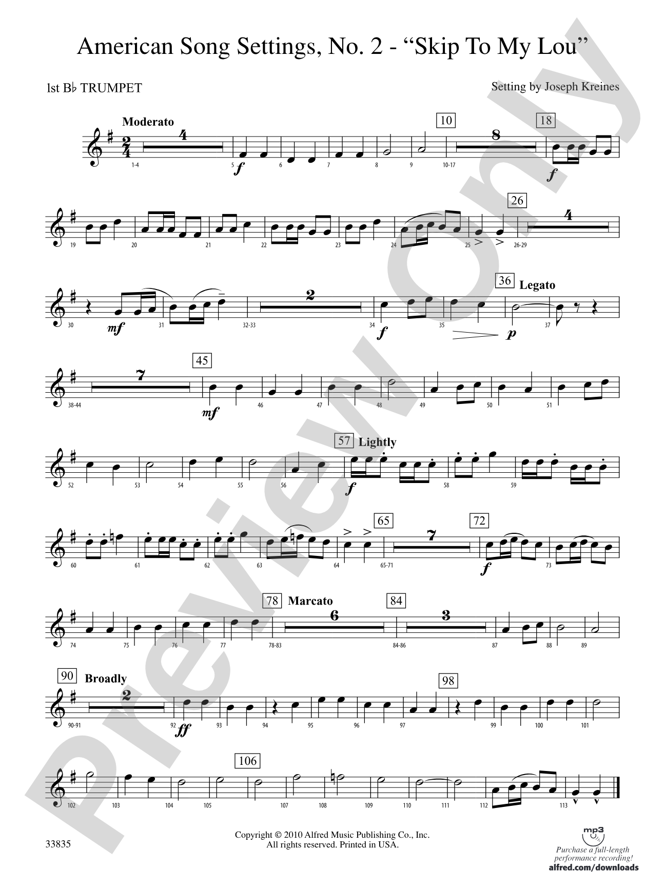 American Song Settings, No. 2: 1st B-flat Trumpet