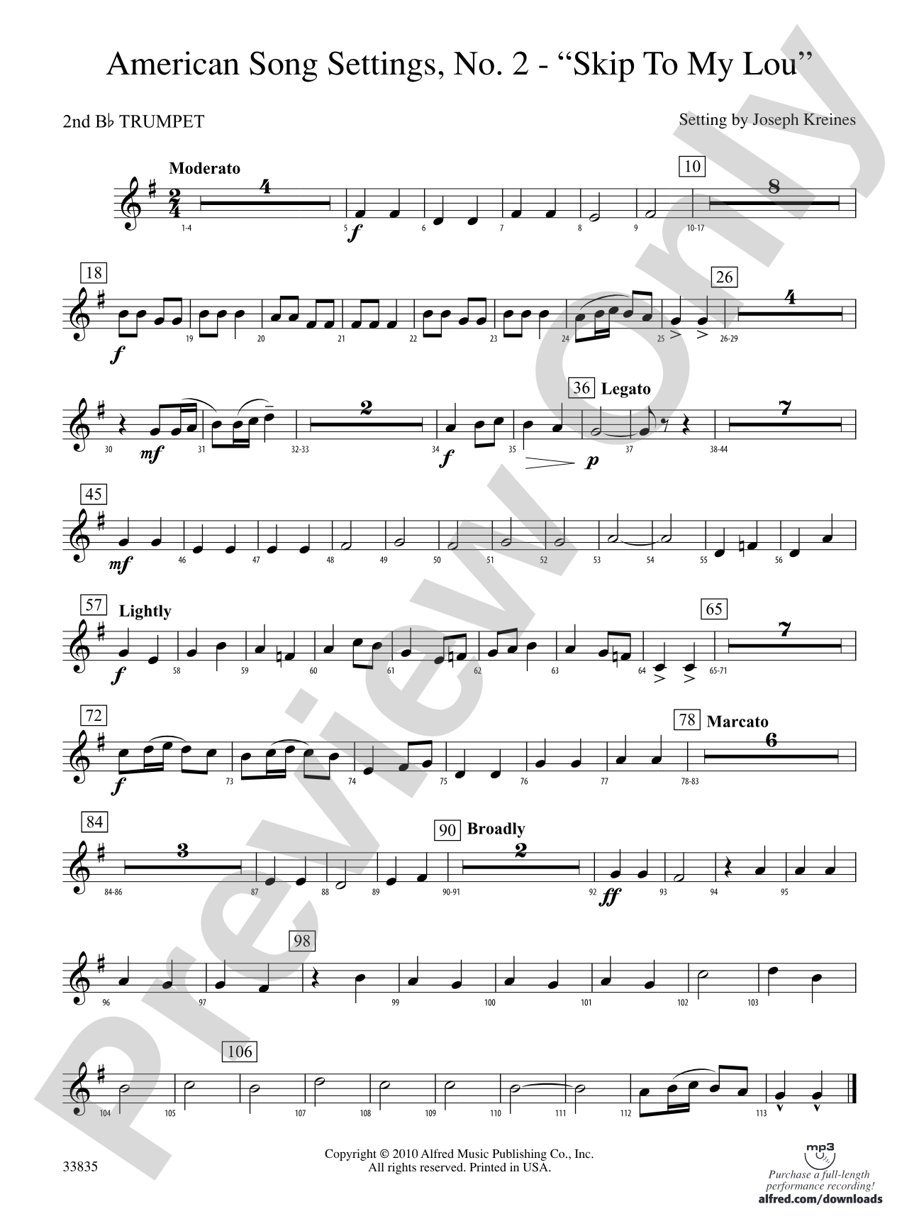 American Song Settings, No. 2: 2nd B-flat Trumpet