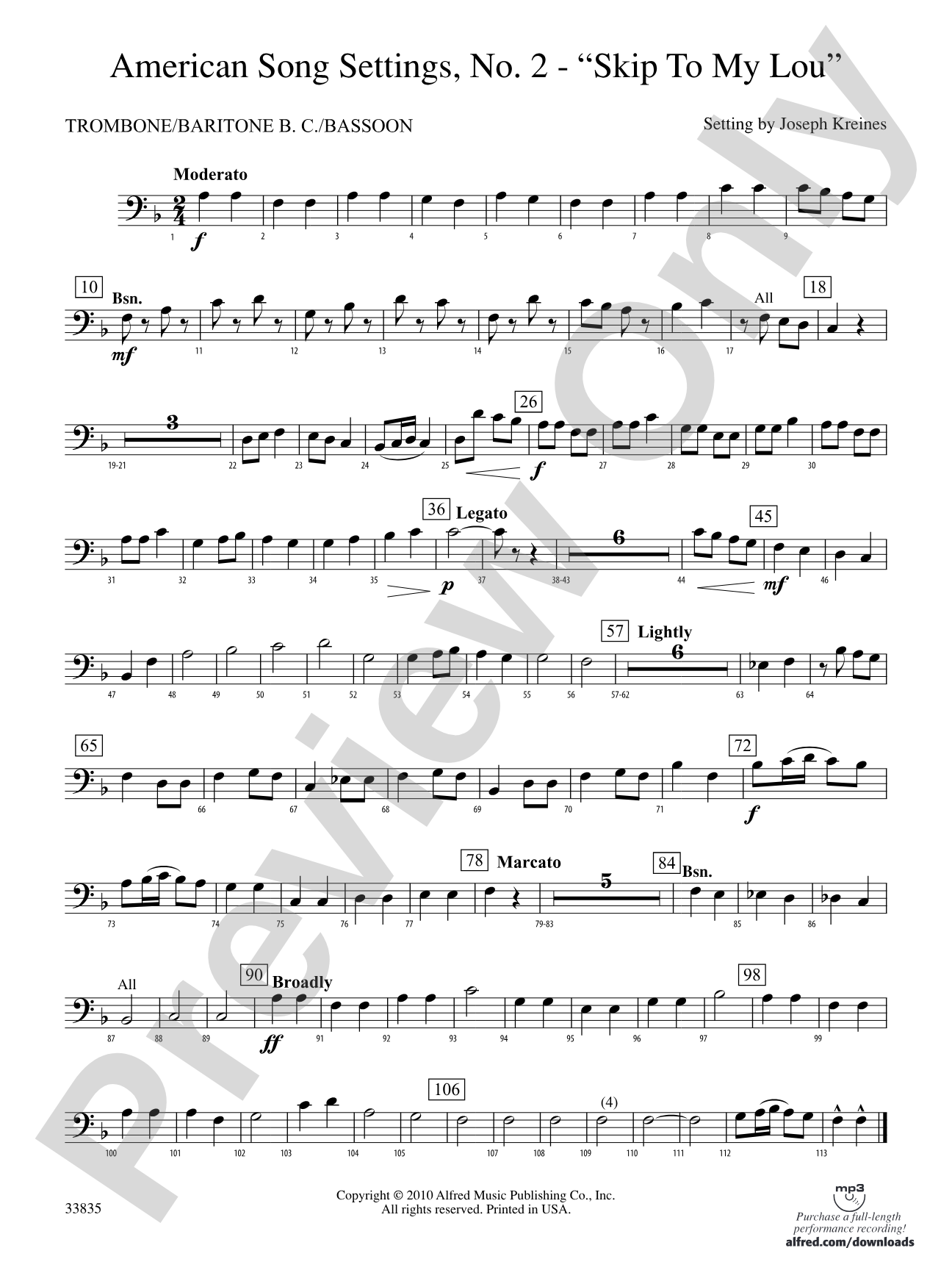 American Song Settings, No. 2: 1st Trombone