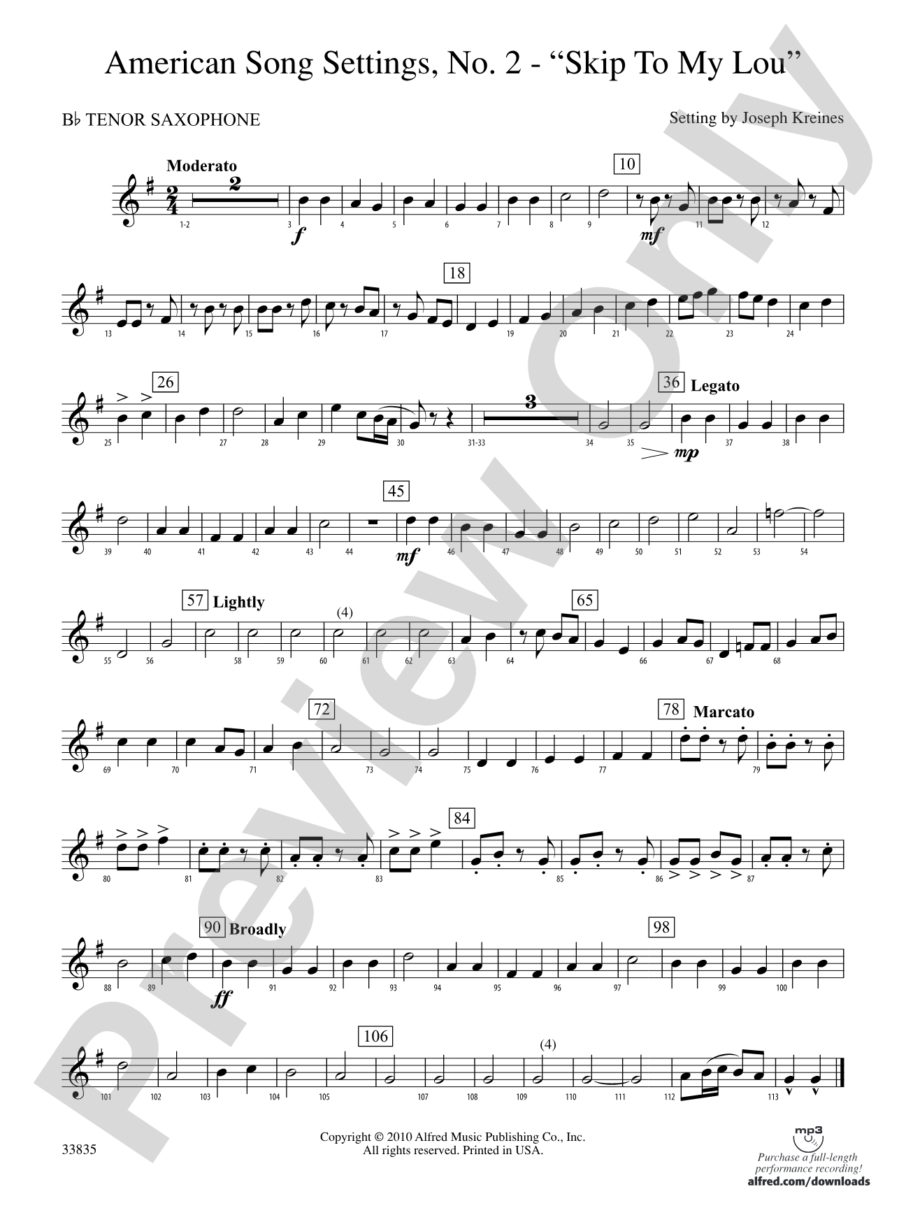 American Song Settings, No. 2: B-flat Tenor Saxophone
