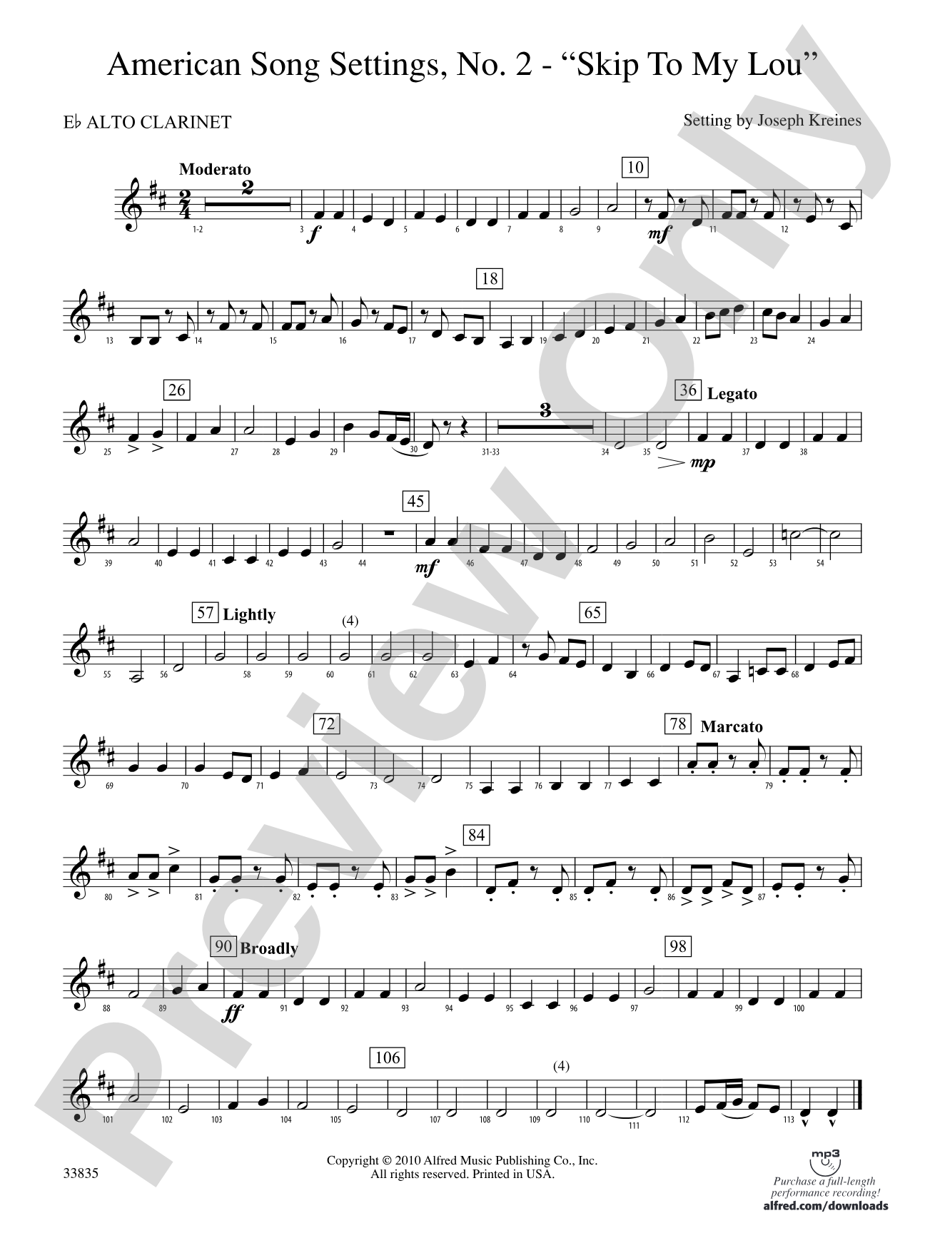 American Song Settings, No. 2: (wp) E-flat Alto Clarinet