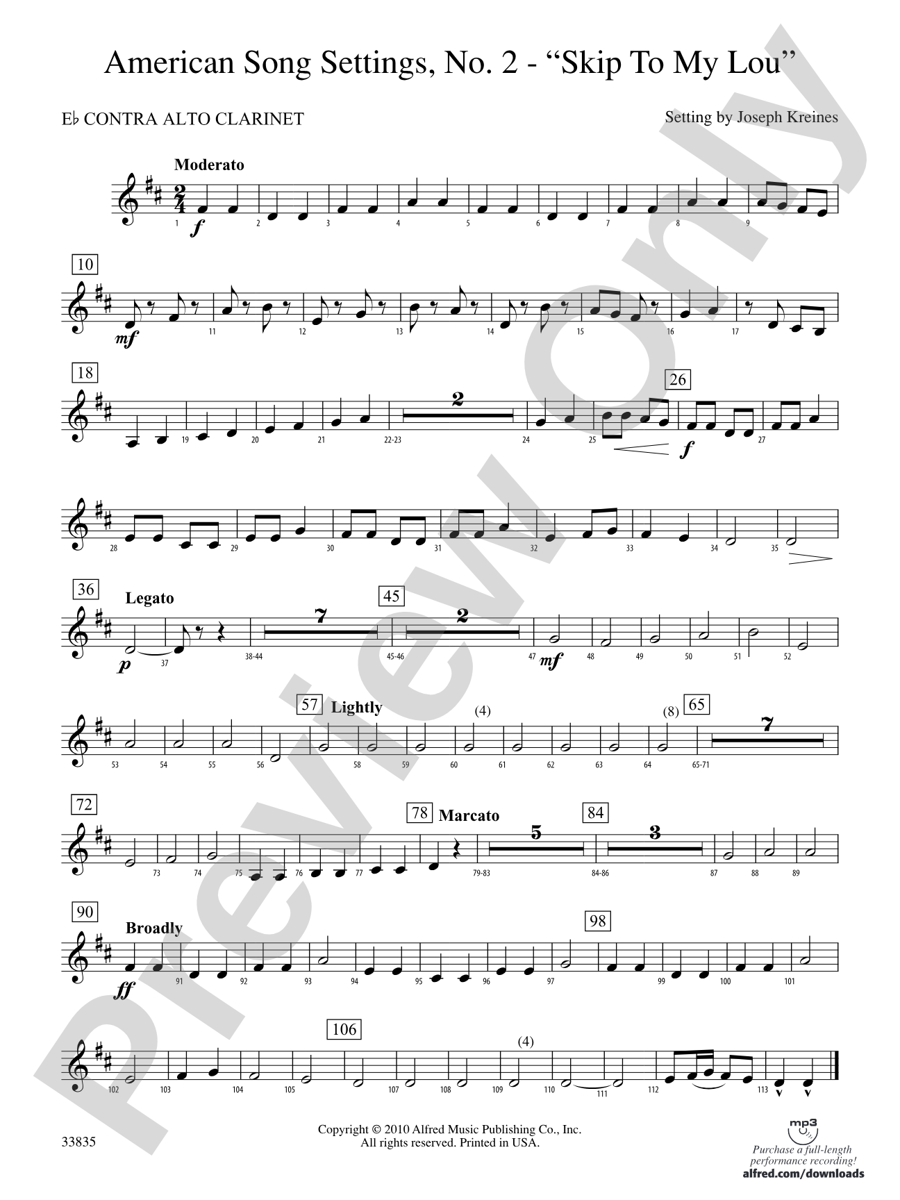 American Song Settings, No. 2: (wp) E-flat Contrabass Clarinet