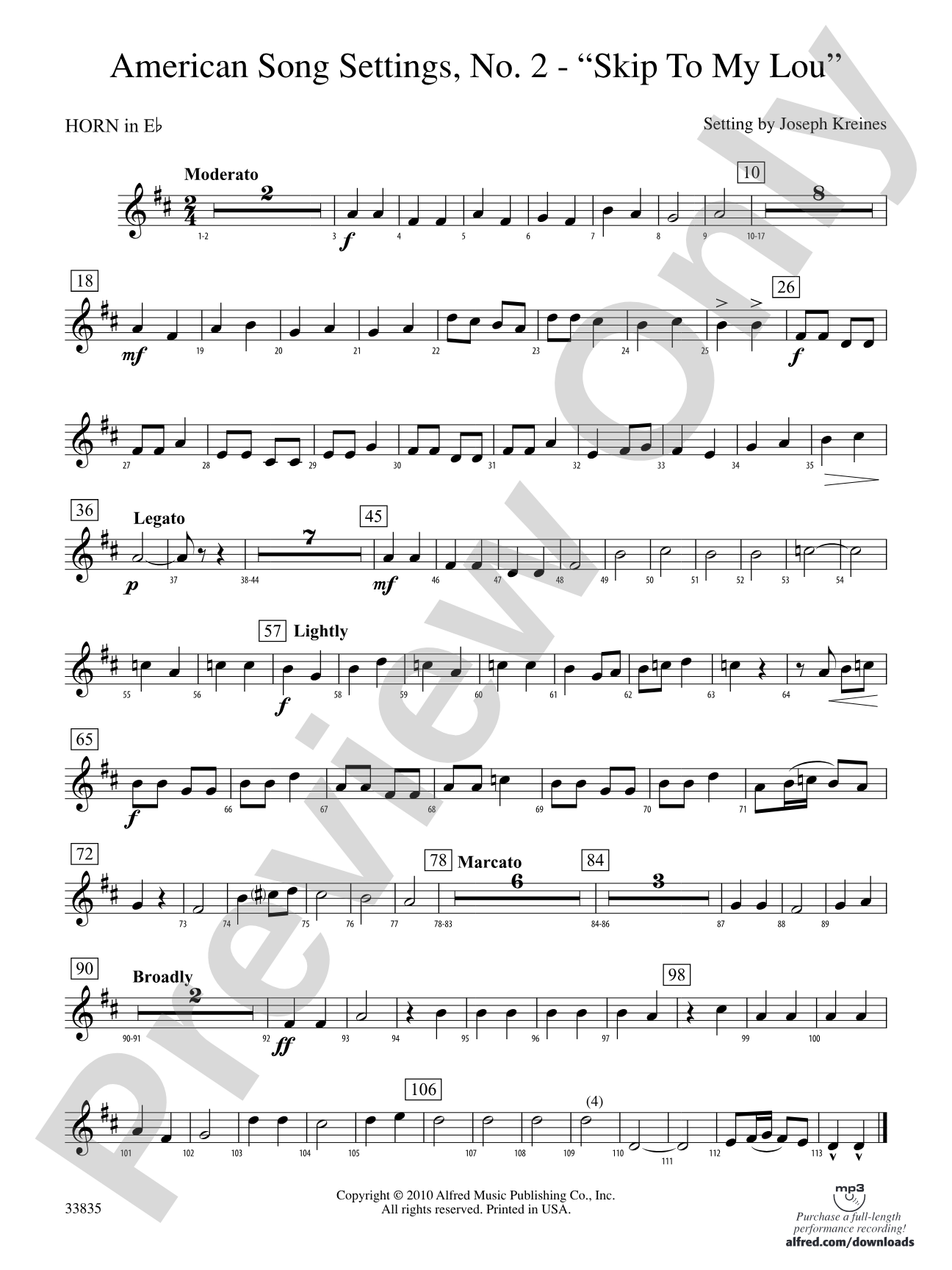American Song Settings, No. 2: (wp) 1st Horn in E-flat