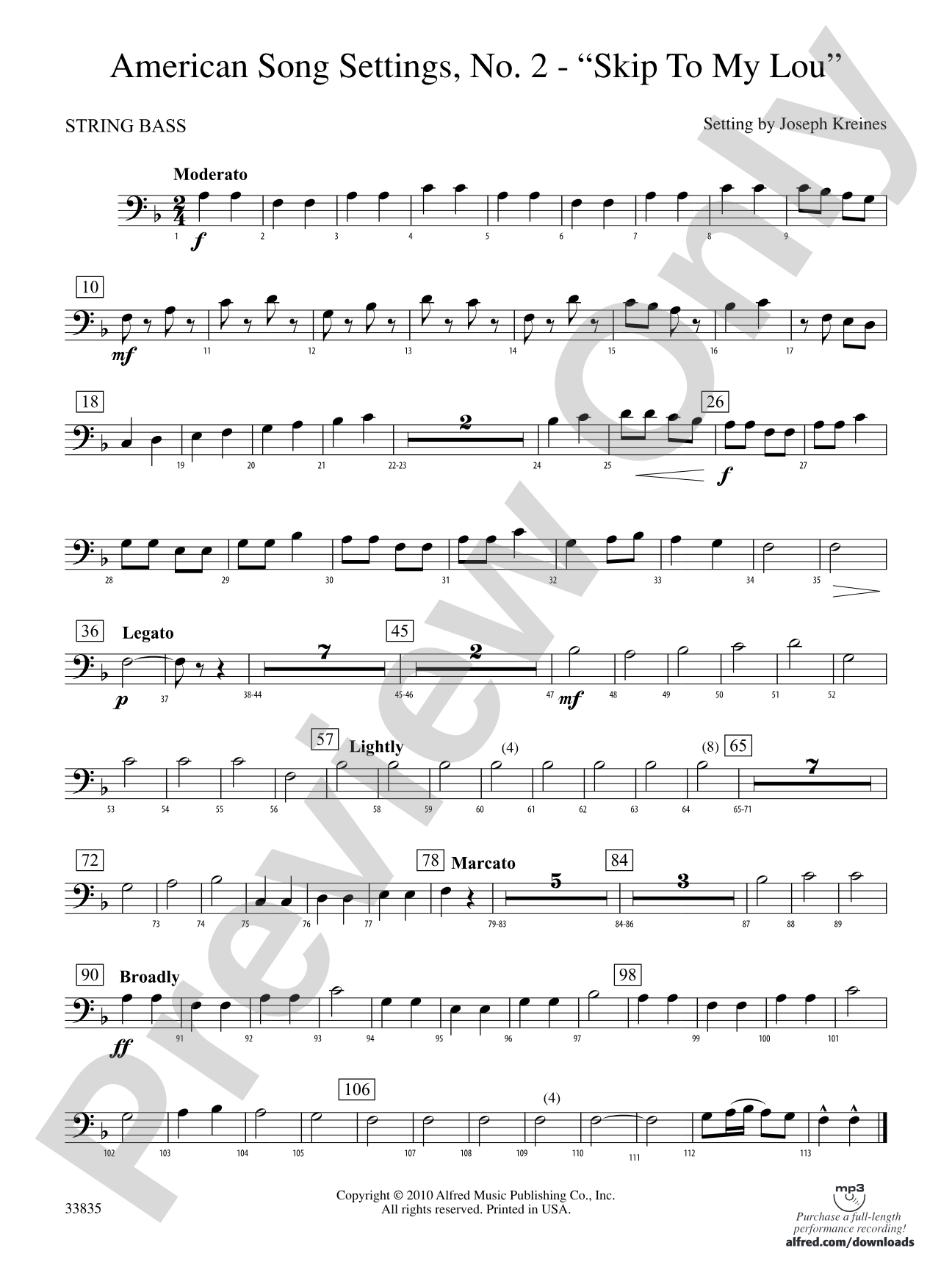 American Song Settings, No. 2: (wp) String Bass