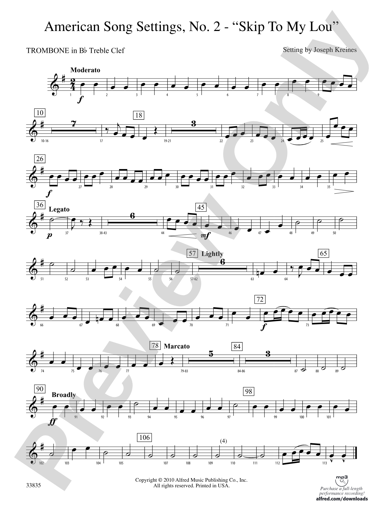 American Song Settings, No. 2: (wp) 1st B-flat Trombone T.C.
