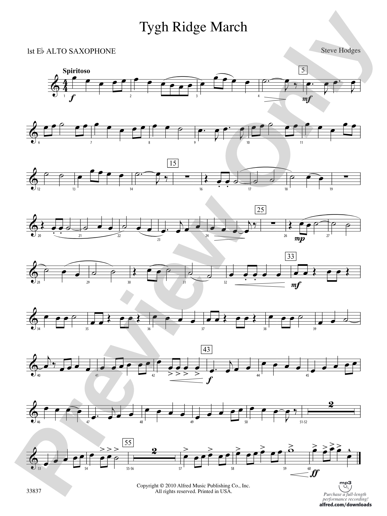 Tygh Ridge March: E-flat Alto Saxophone