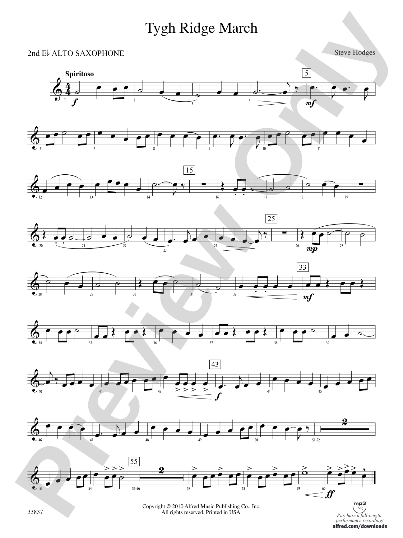 Tygh Ridge March: 2nd E-flat Alto Saxophone