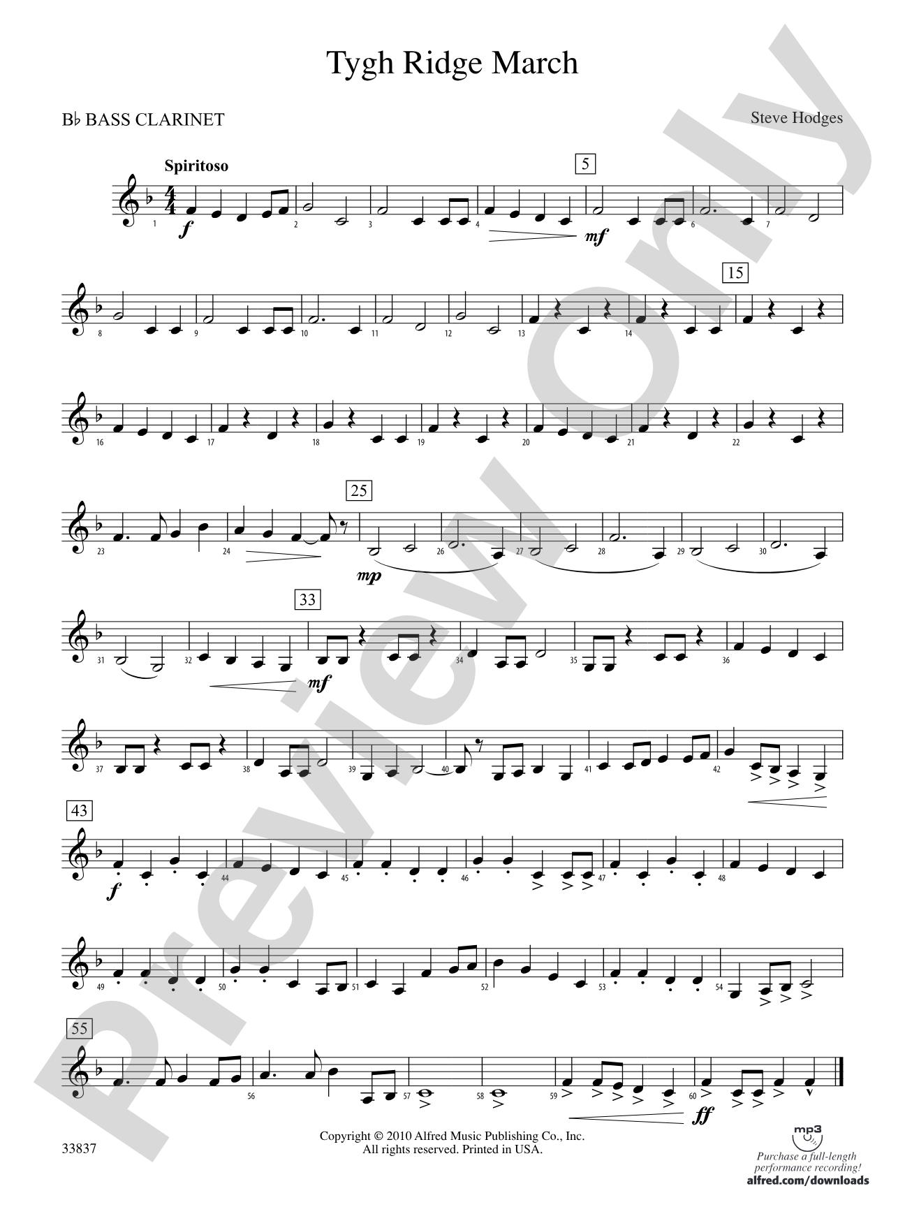 Tygh Ridge March: B-flat Bass Clarinet