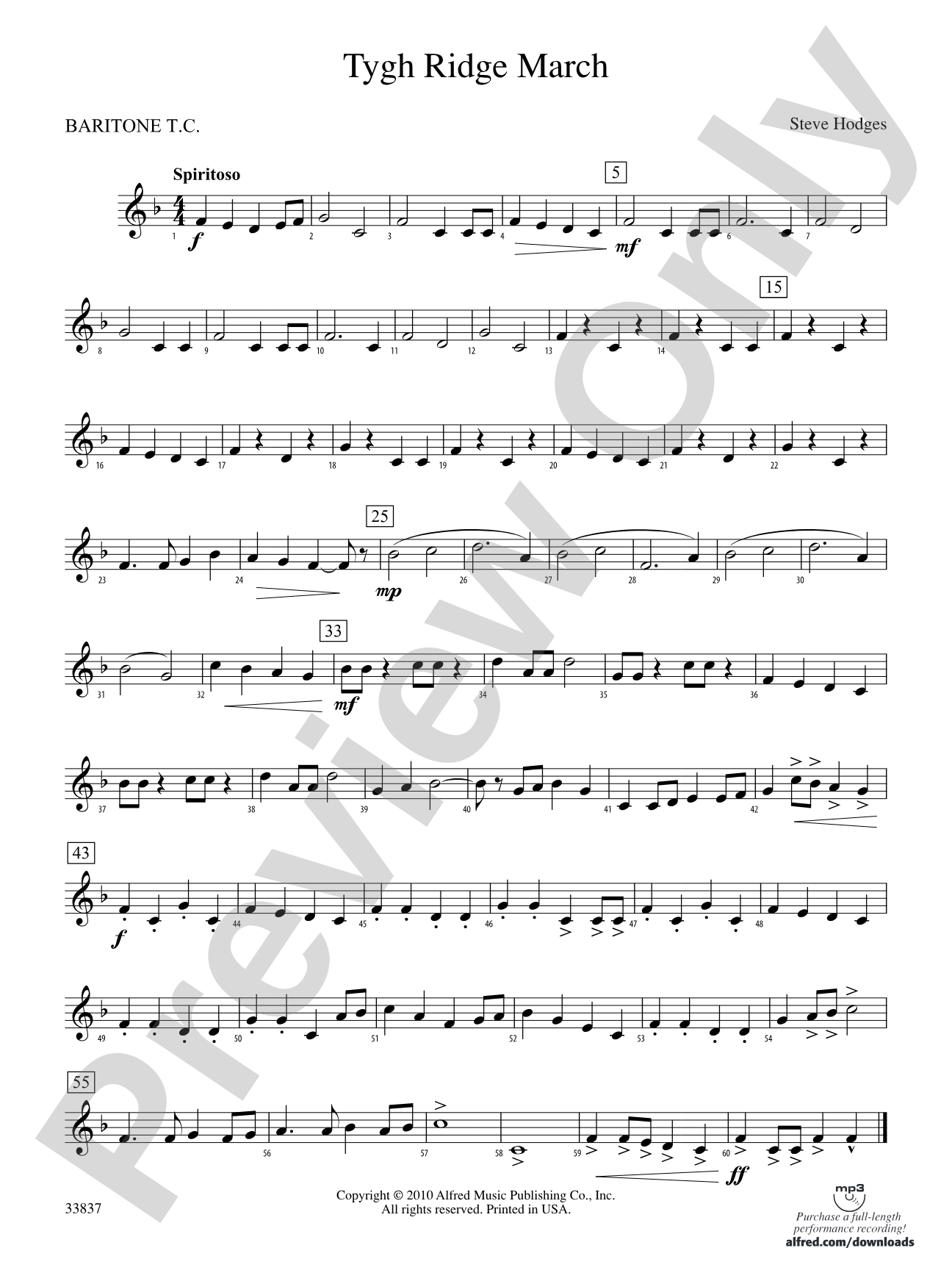 Tygh Ridge March: Baritone T.C.