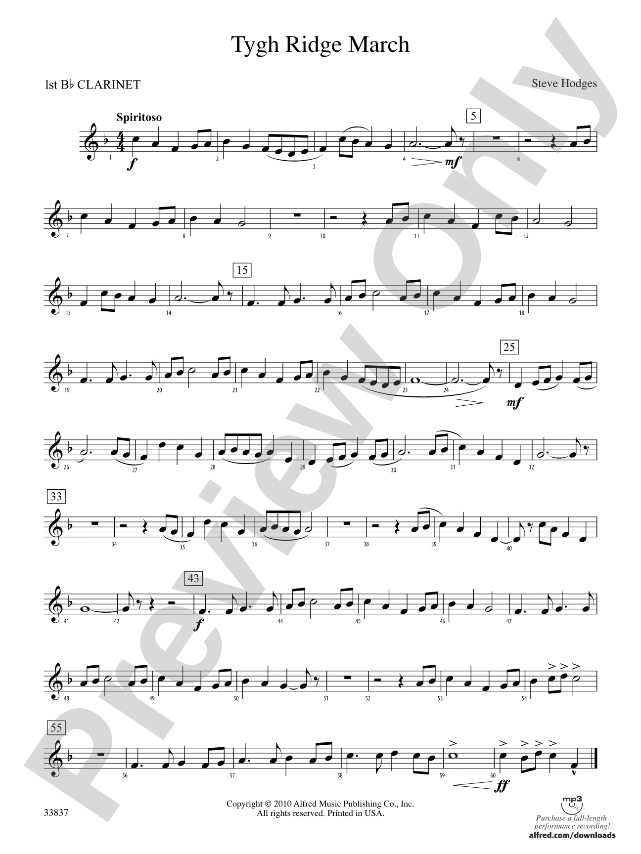 Tygh Ridge March: 1st B-flat Clarinet