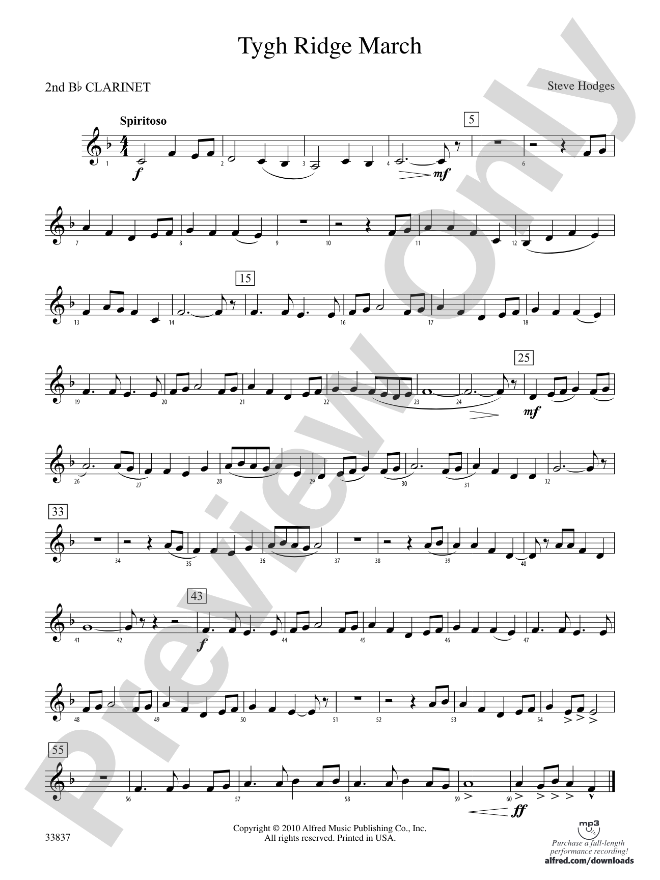 Tygh Ridge March: 2nd B-flat Clarinet