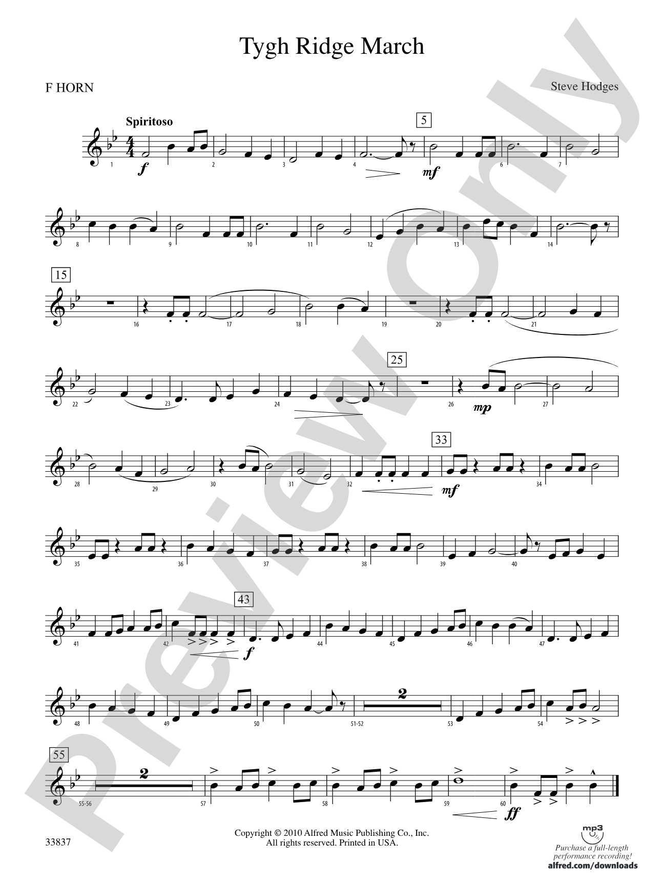 Tygh Ridge March: 1st F Horn