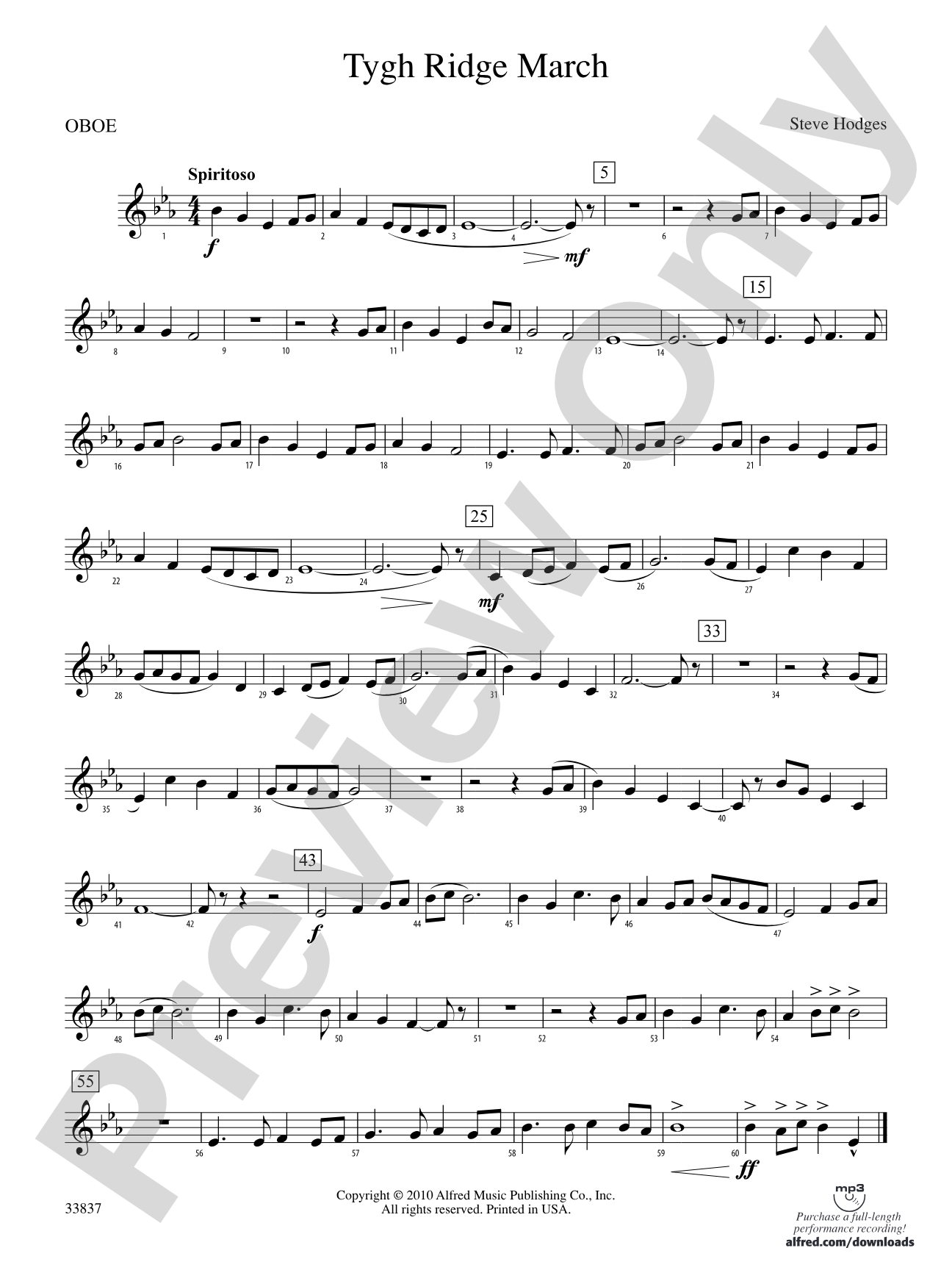 Tygh Ridge March: Oboe