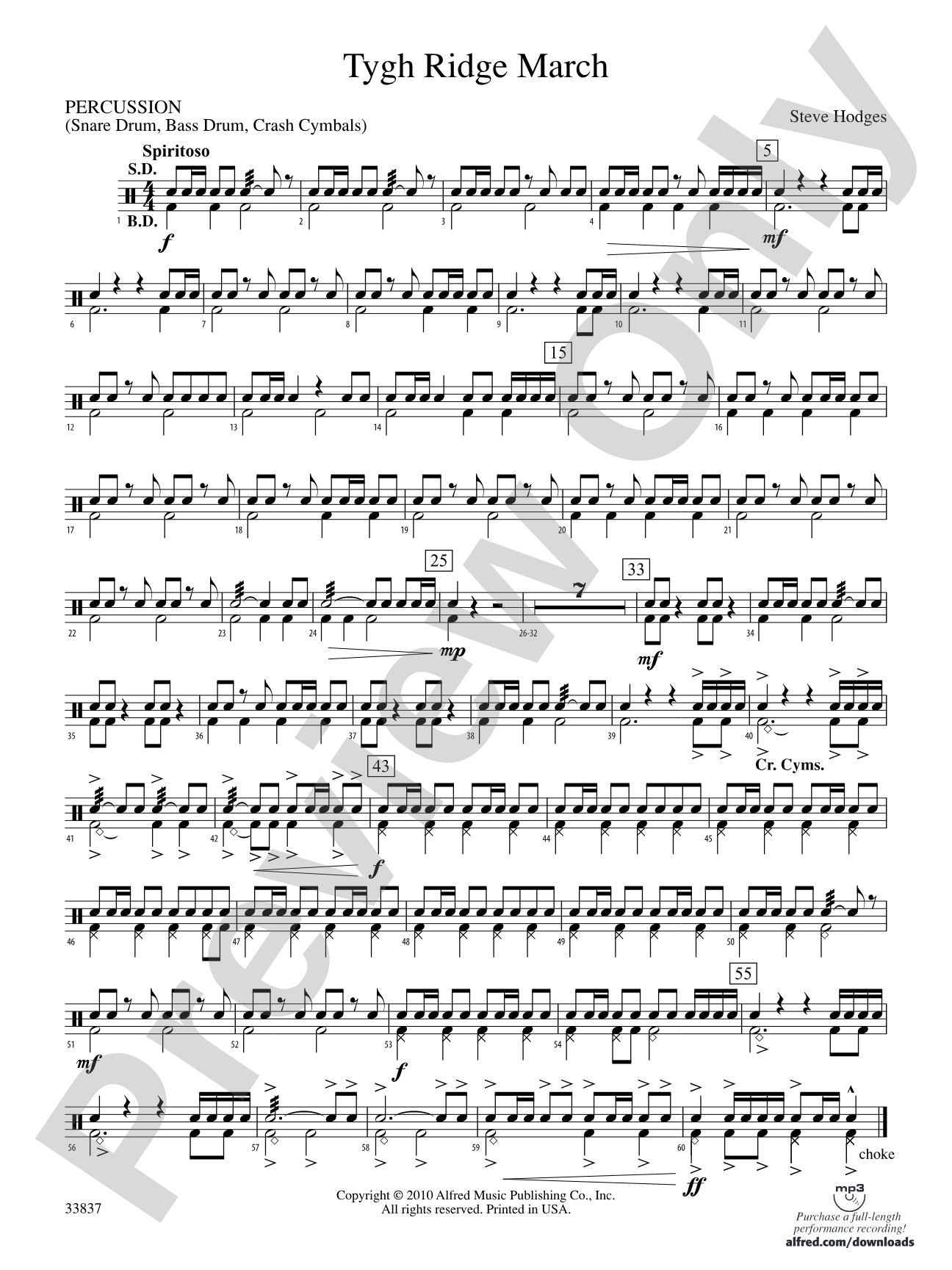 Tygh Ridge March: 1st Percussion