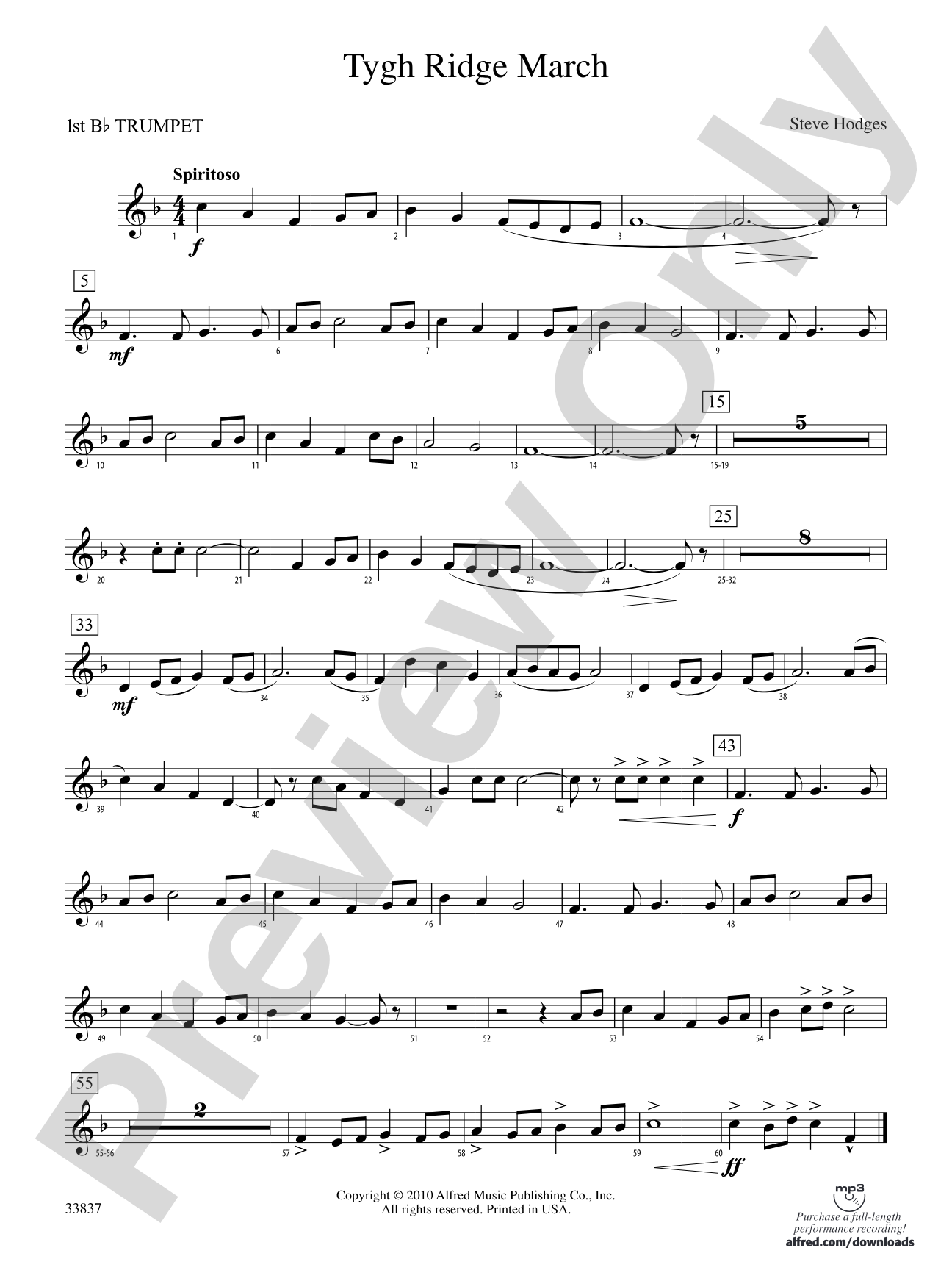 Tygh Ridge March: 1st B-flat Trumpet