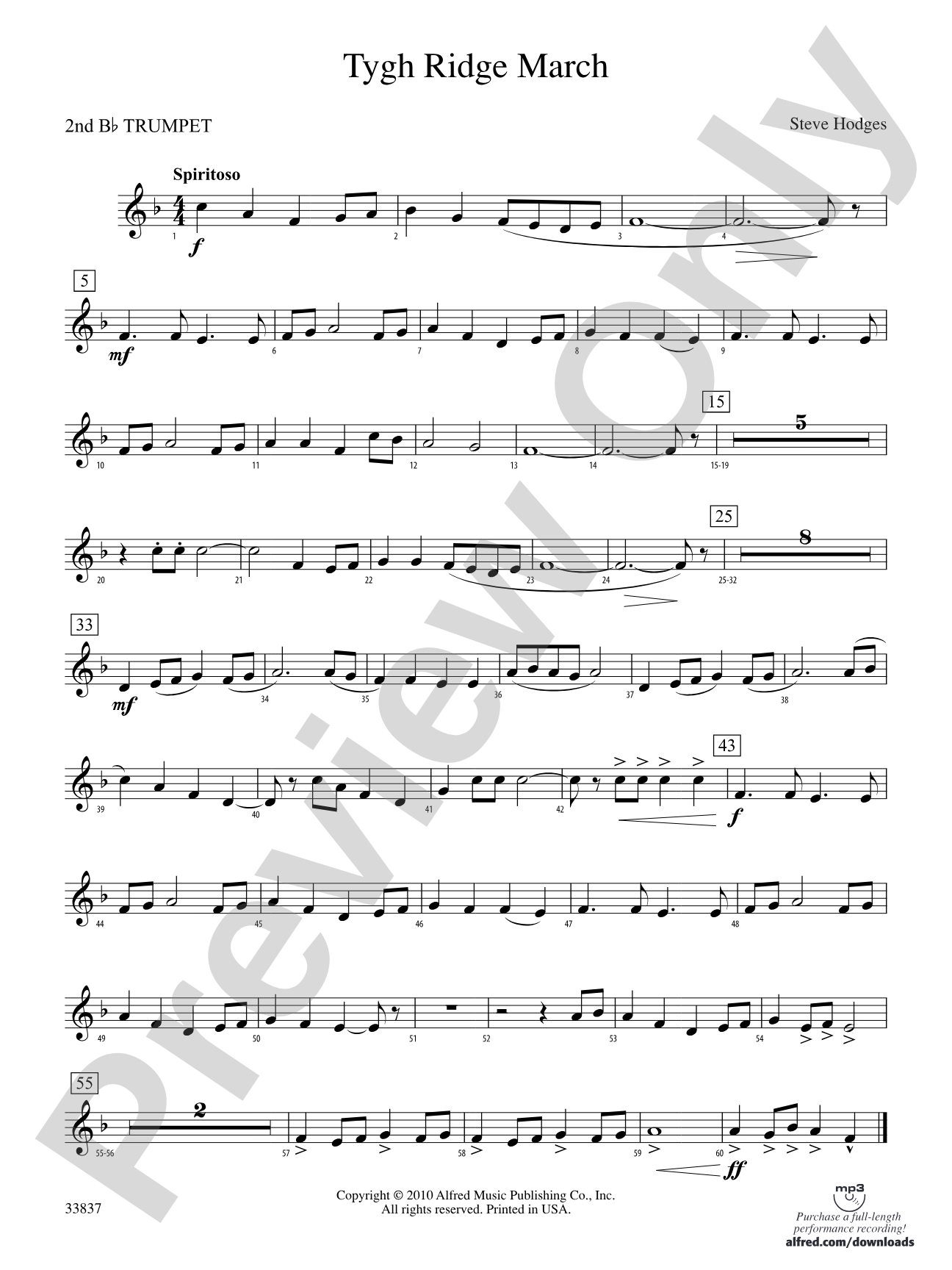 Tygh Ridge March: 2nd B-flat Trumpet