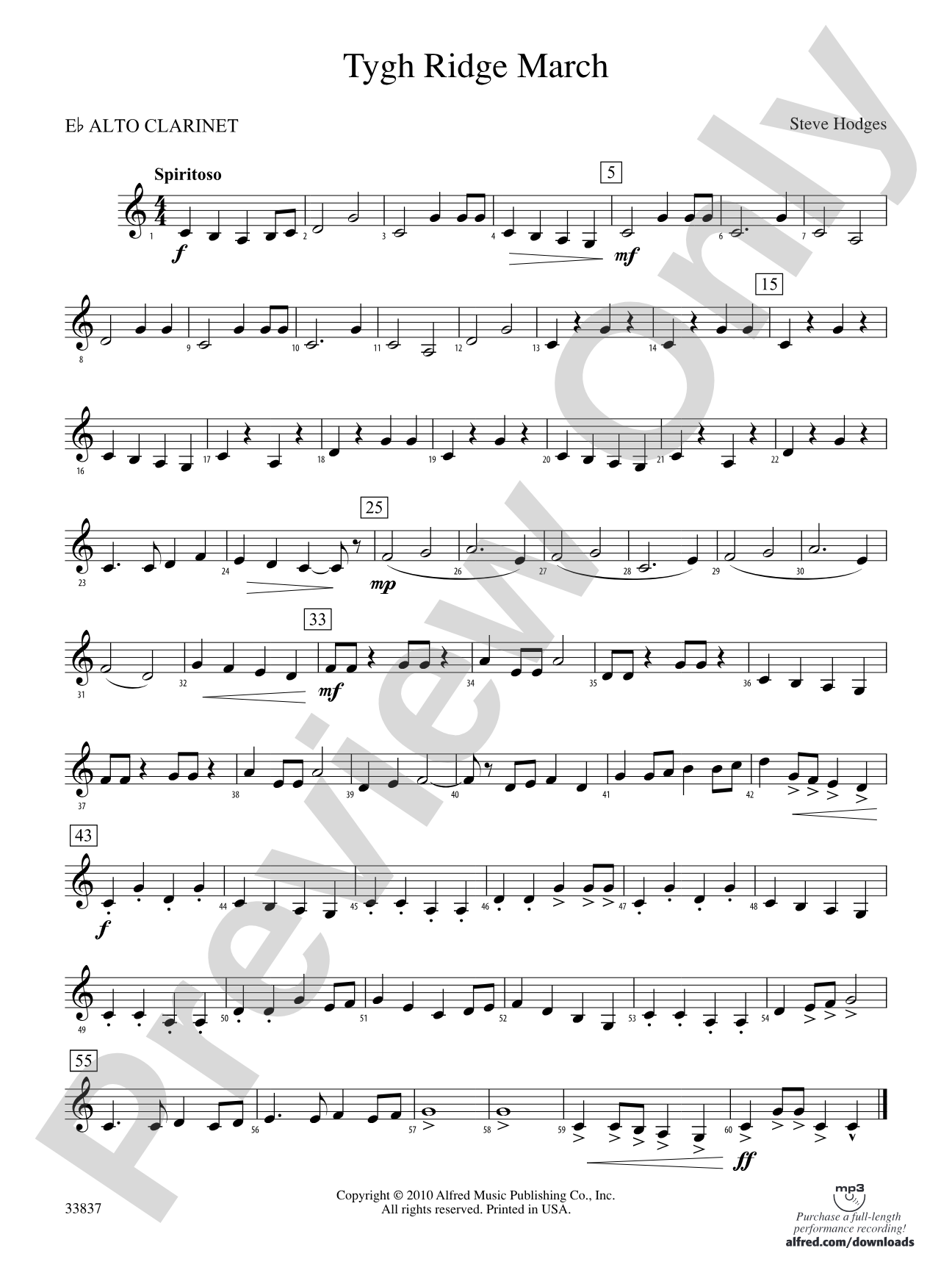 Tygh Ridge March: (wp) E-flat Alto Clarinet