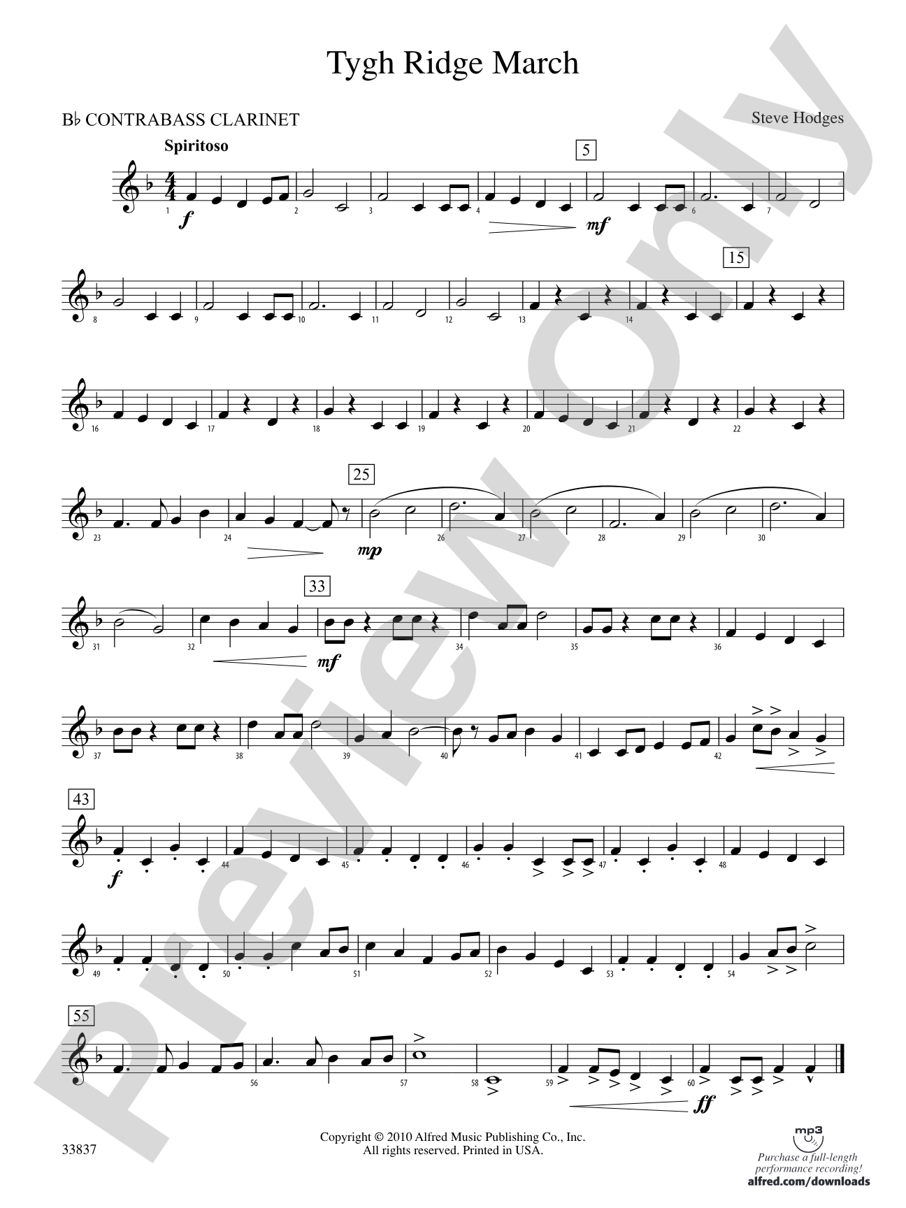 Tygh Ridge March: (wp) B-flat Contrabass Clarinet