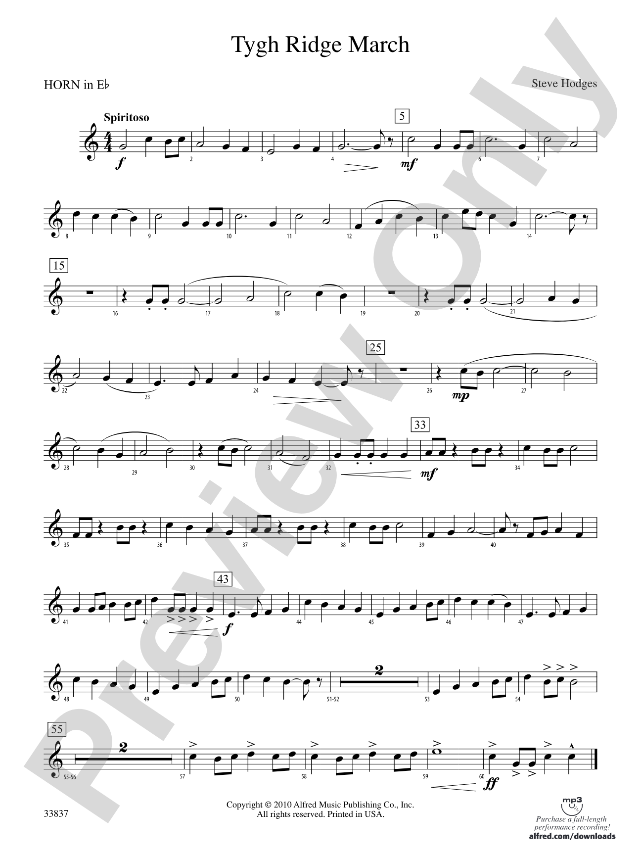Tygh Ridge March: (wp) 1st Horn in E-flat