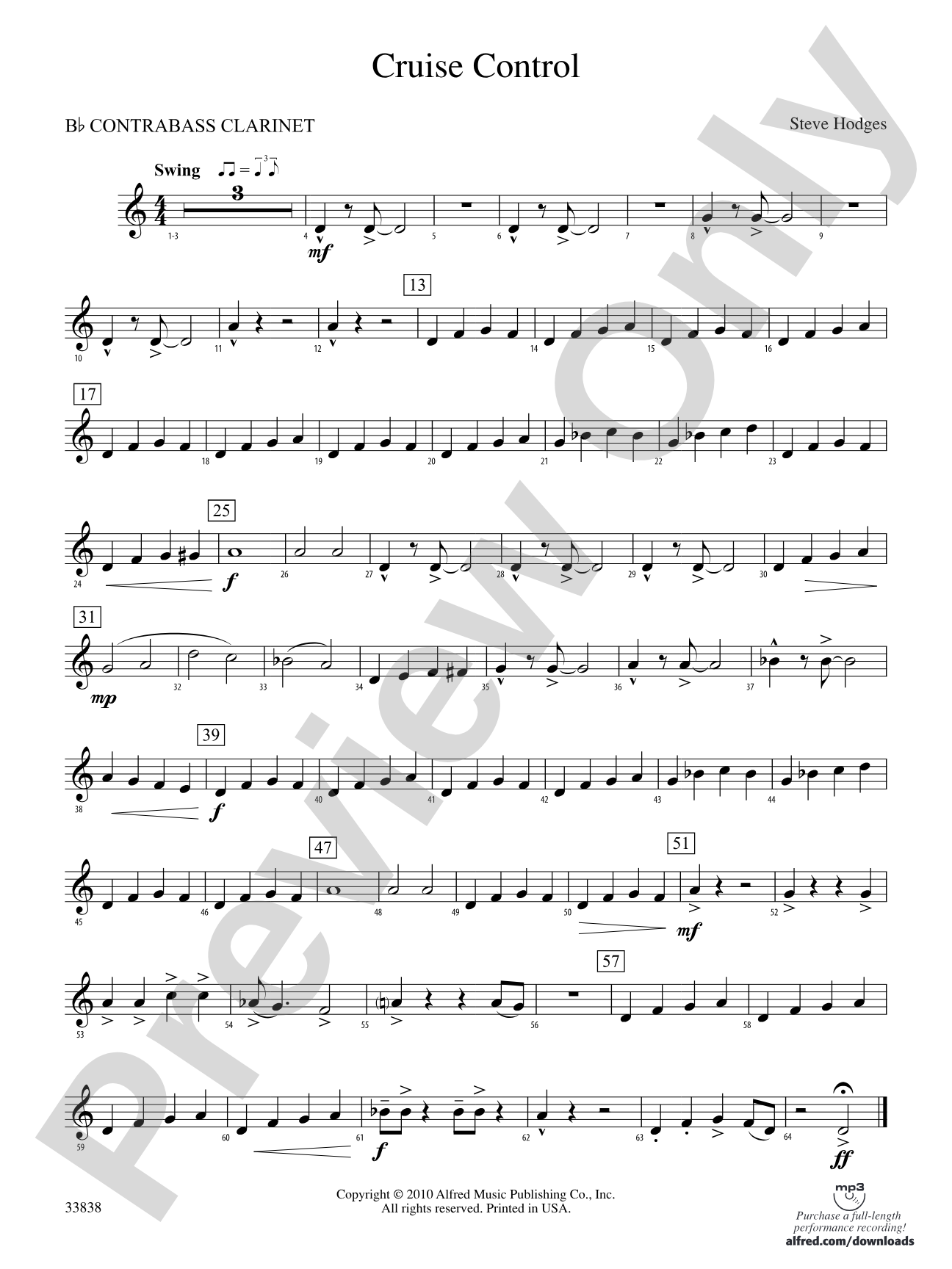 Cruise Control: (wp) B-flat Contrabass Clarinet