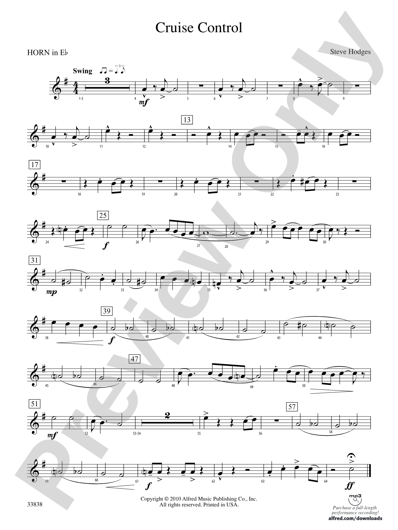 Cruise Control: (wp) 1st Horn in E-flat