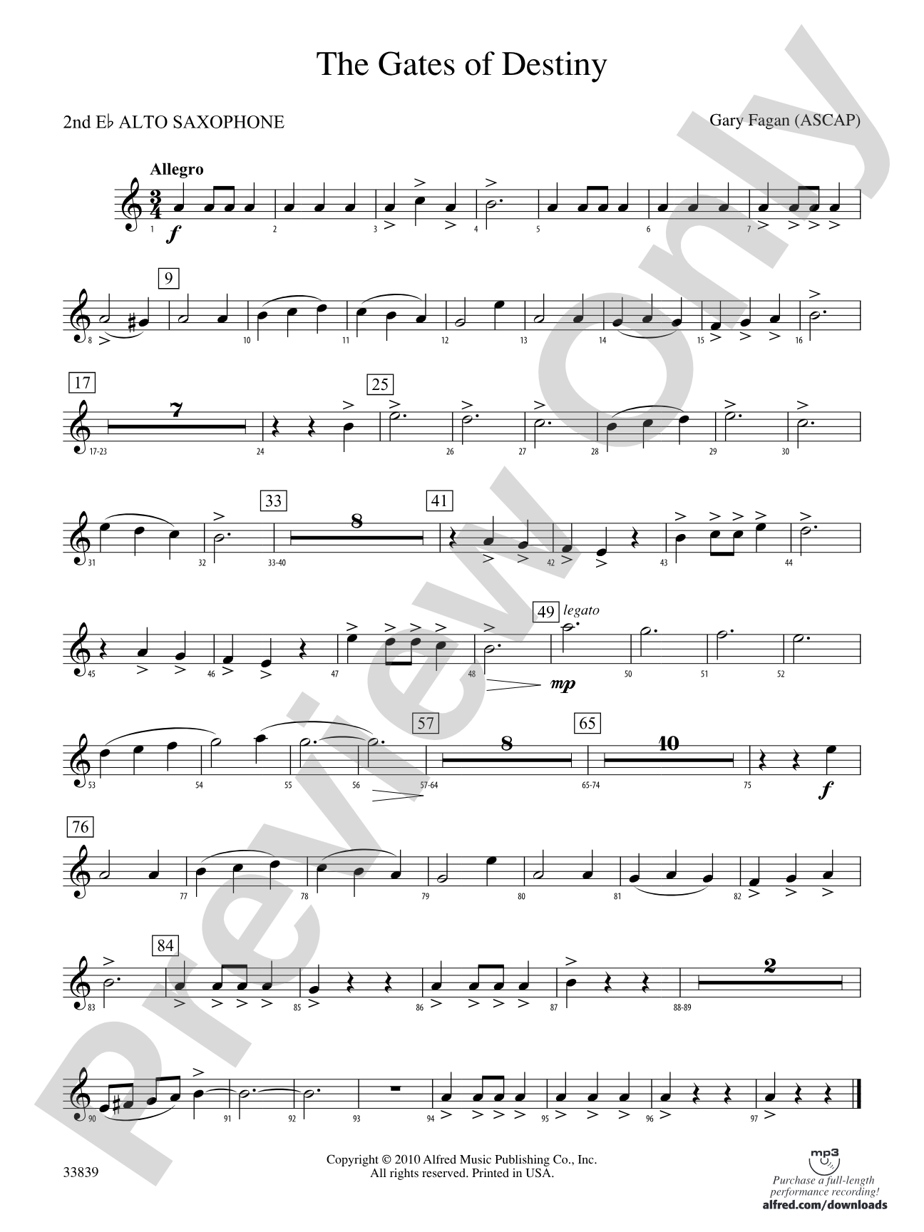 The Gates of Destiny: 2nd E-flat Alto Saxophone