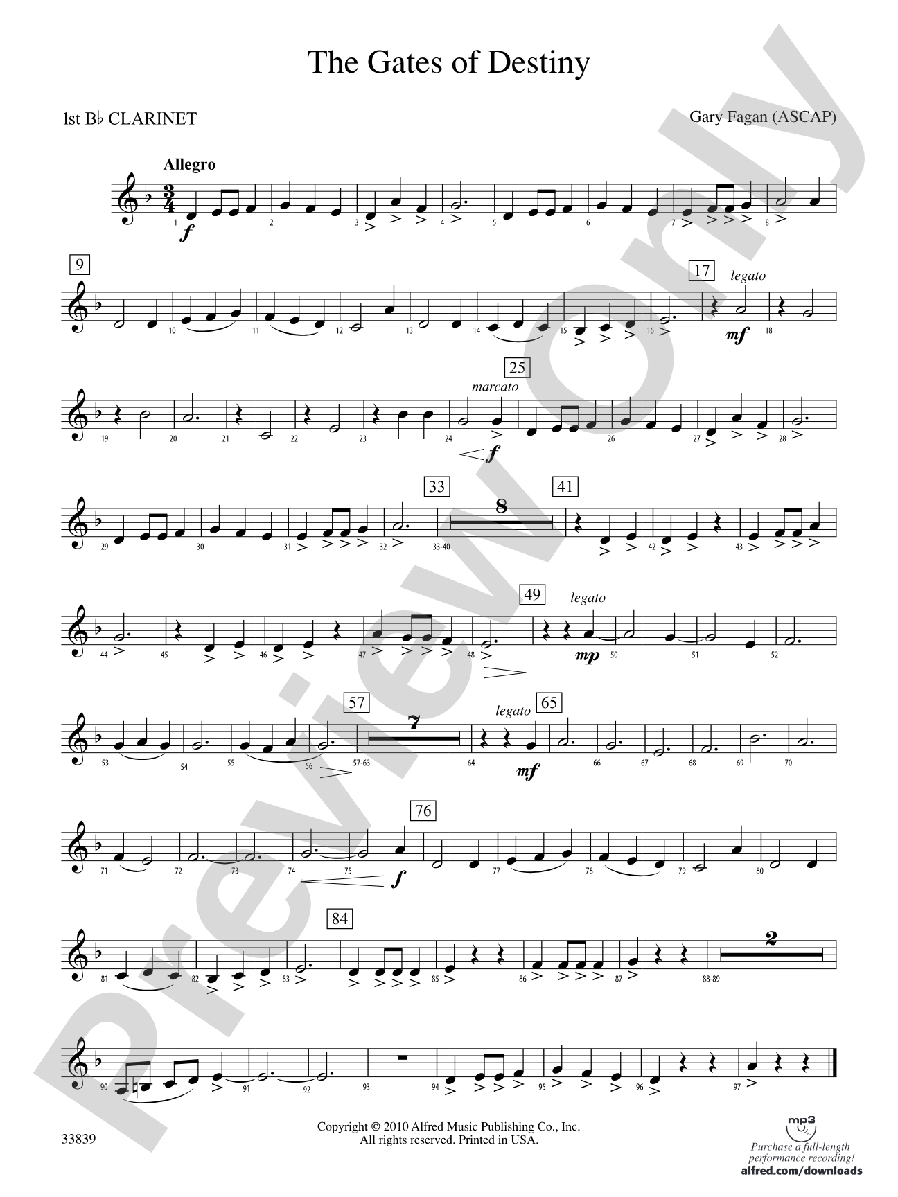 The Gates of Destiny: 1st B-flat Clarinet