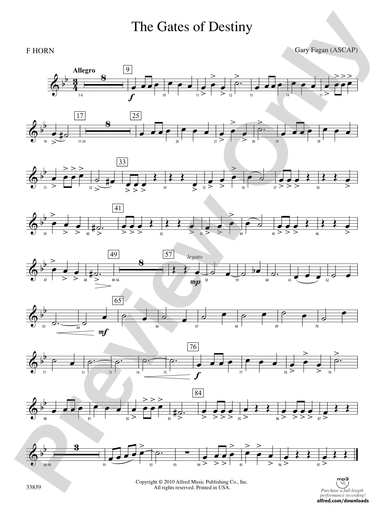 The Gates of Destiny: 1st F Horn