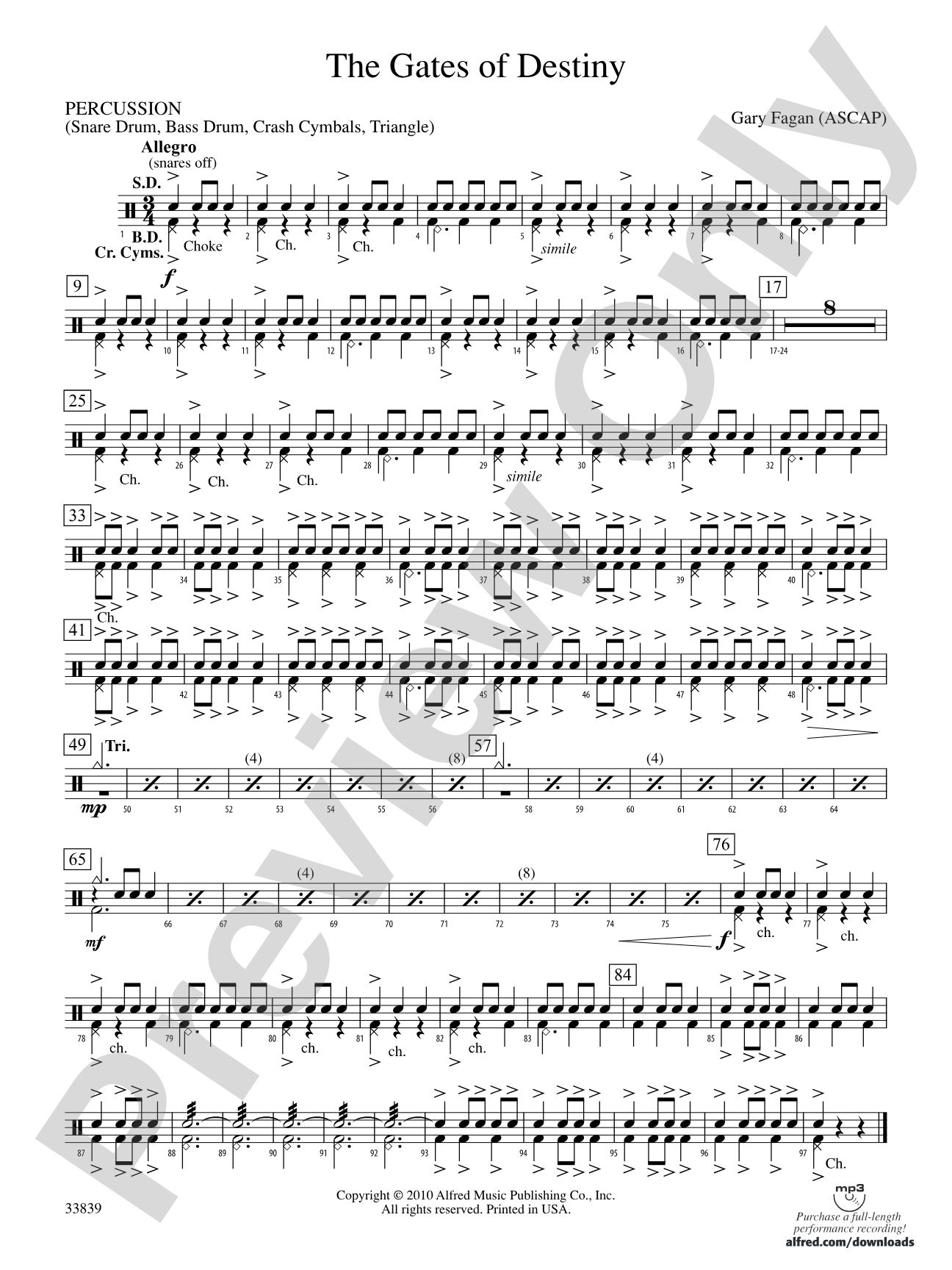The Gates of Destiny: 1st Percussion