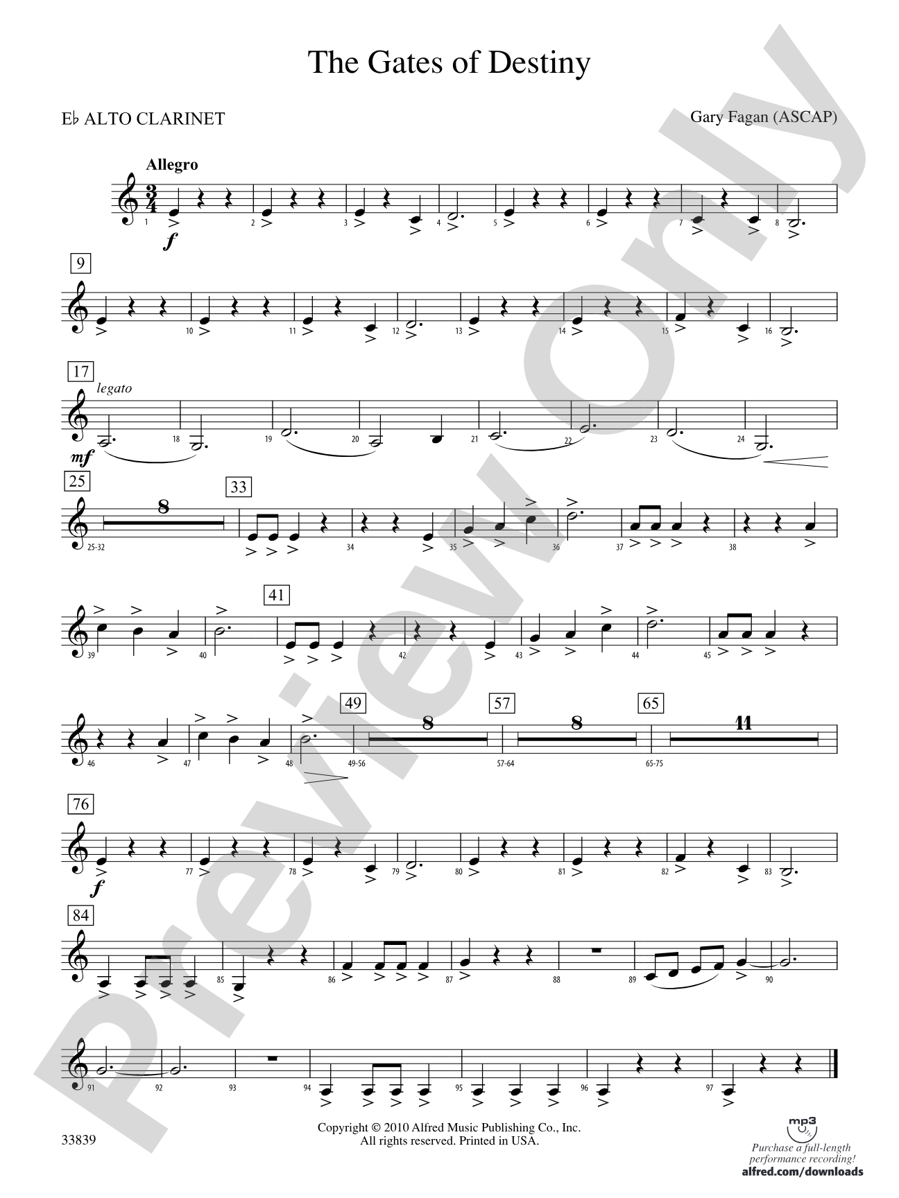 The Gates of Destiny: (wp) E-flat Alto Clarinet