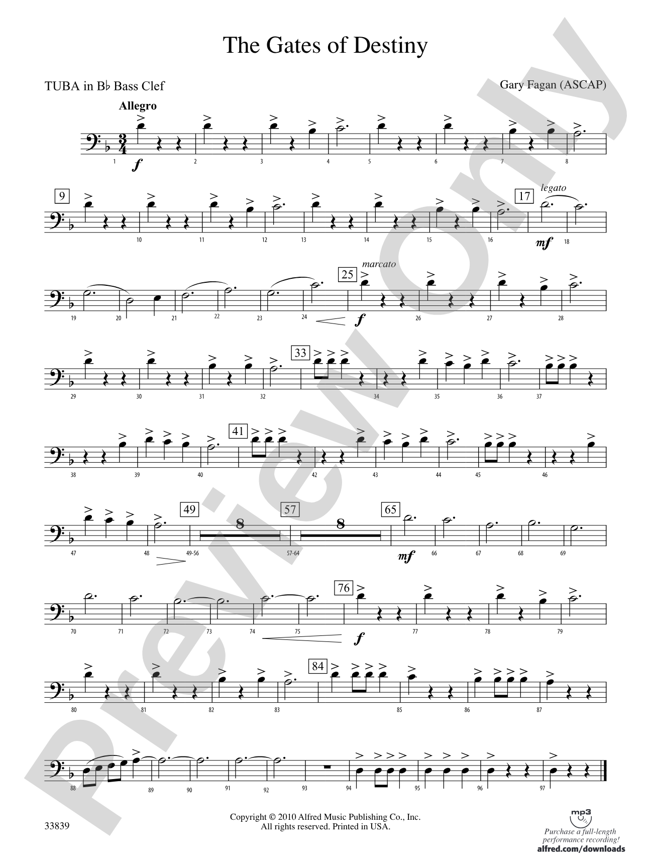 The Gates of Destiny: (wp) B-flat Tuba B.C.