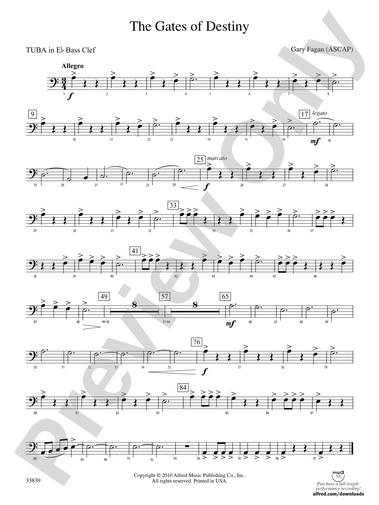 The Gates of Destiny: (wp) E-flat Tuba B.C.