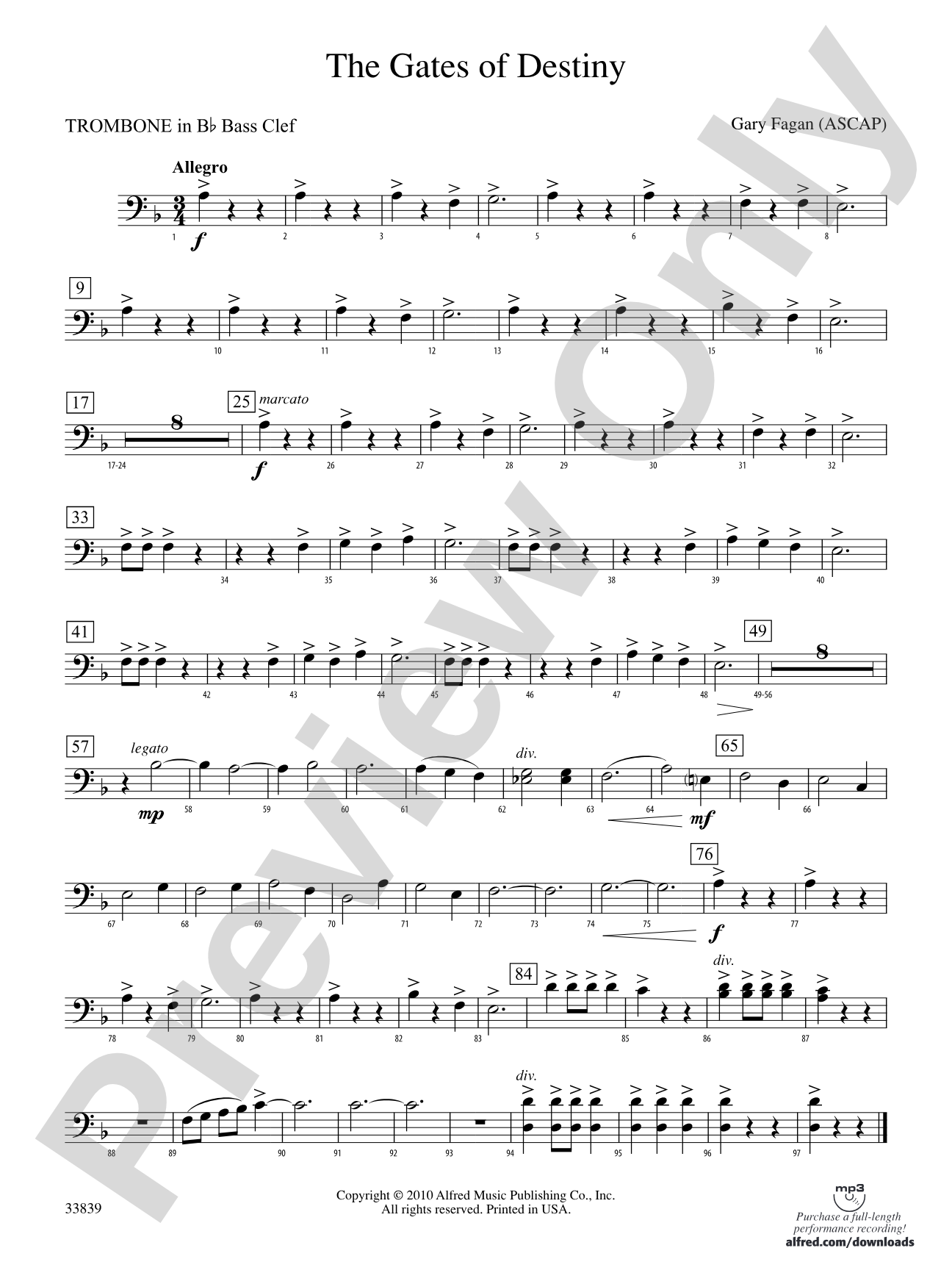 The Gates of Destiny: (wp) 1st B-flat Trombone B.C.