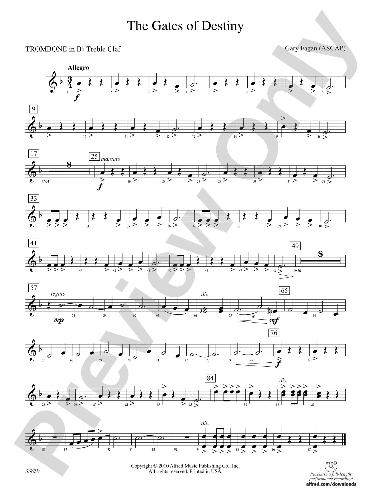 The Gates of Destiny: (wp) 1st B-flat Trombone T.C.